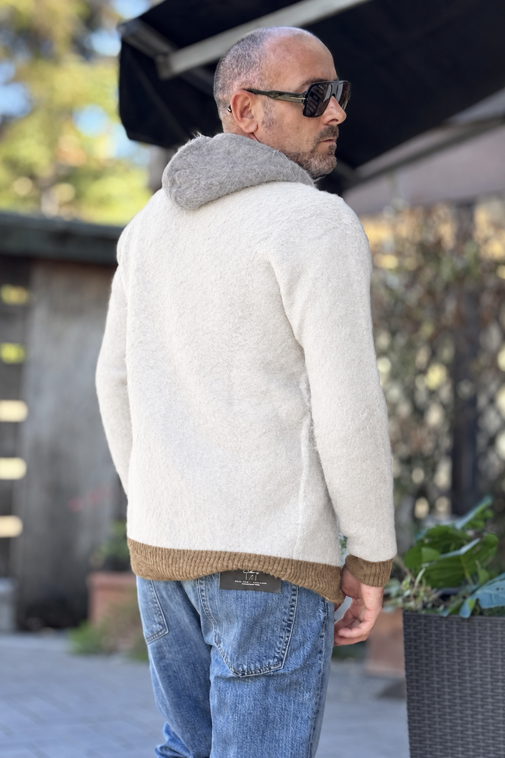 ANIMA CARDIGAN CAPPUCCIO ZIP - BIANCO