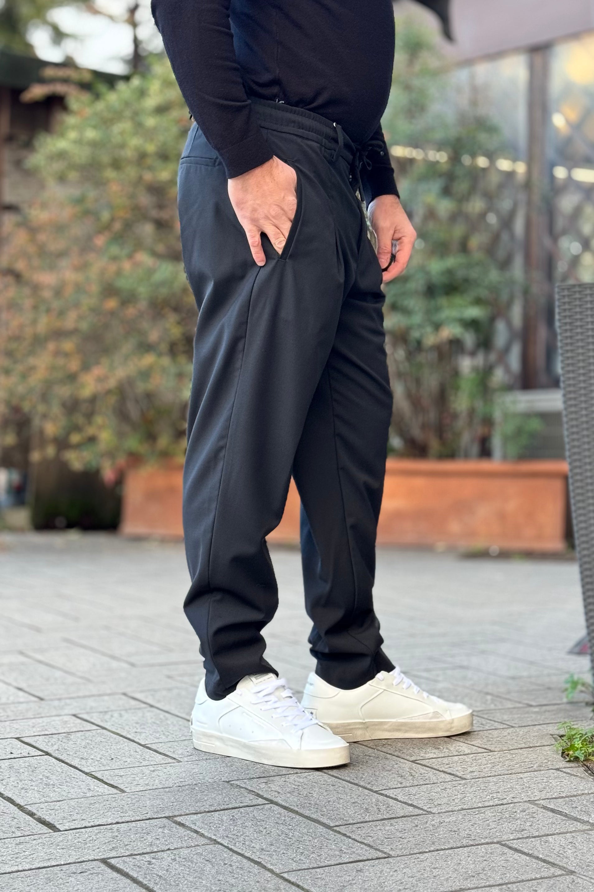 Xagon Man FCLIVE Wide leg trousers with drawstring waist in black