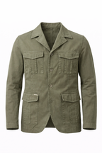 TELAMIRA SAHARIANA IN TESSUTO COTONE PIQUET COLORE MILITARY GREEN - Mania Fashion Clothing