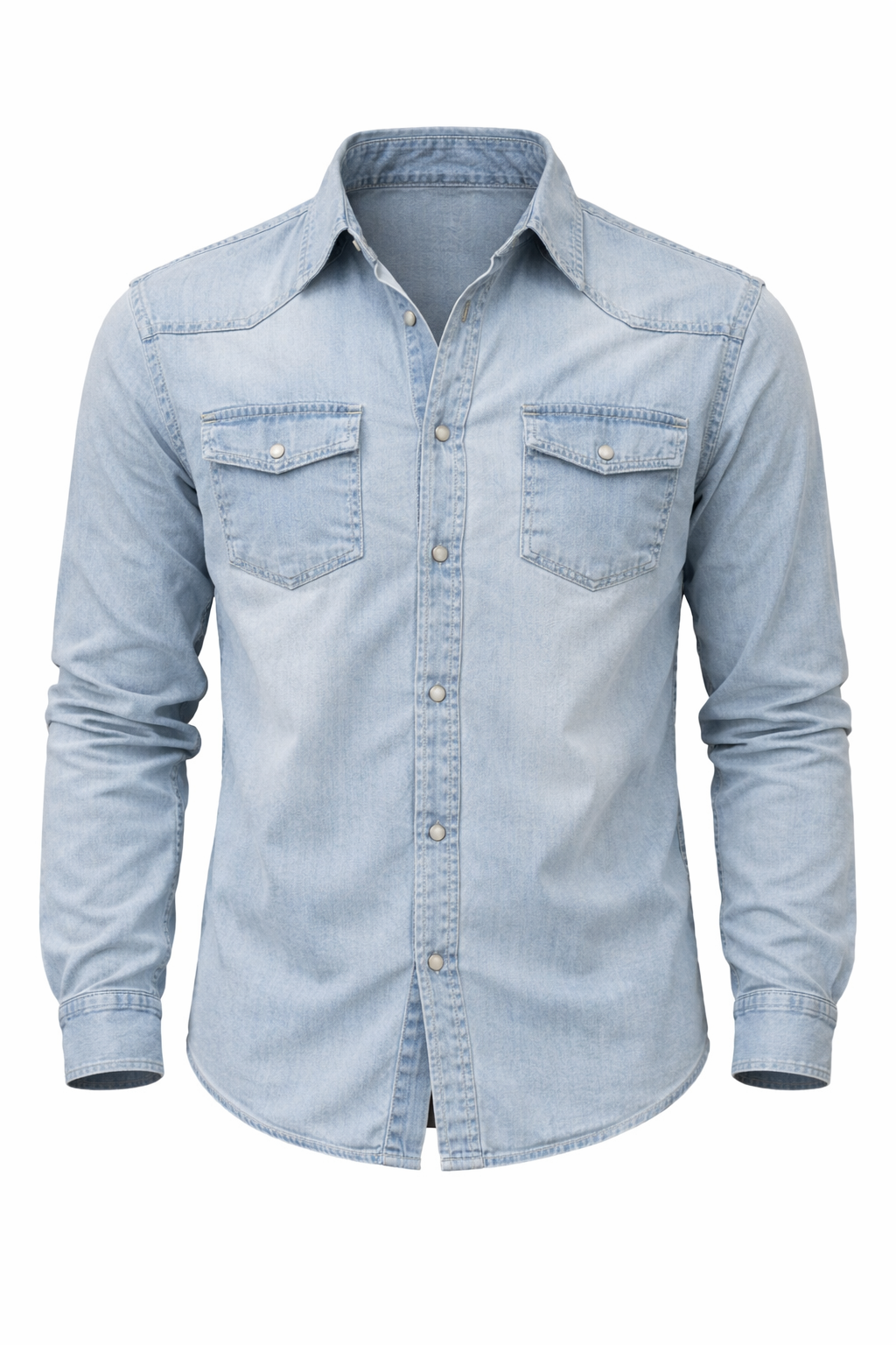 TELAMIRA CAMICIA IN JEANS CON BOTTONE MADRE PERLA - Mania Fashion Clothing