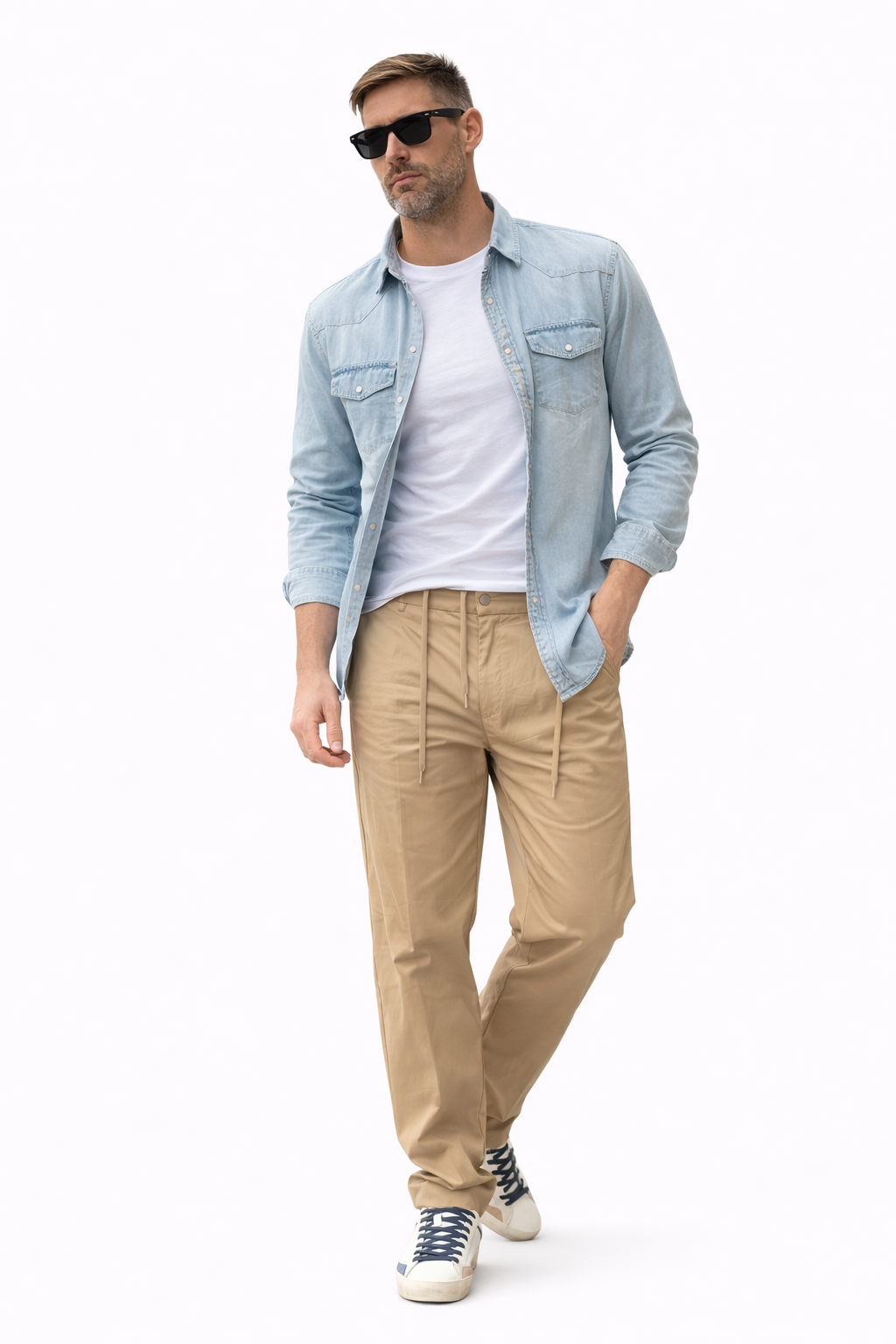 TELAMIRA CAMICIA IN JEANS CON BOTTONE MADRE PERLA - Mania Fashion Clothing