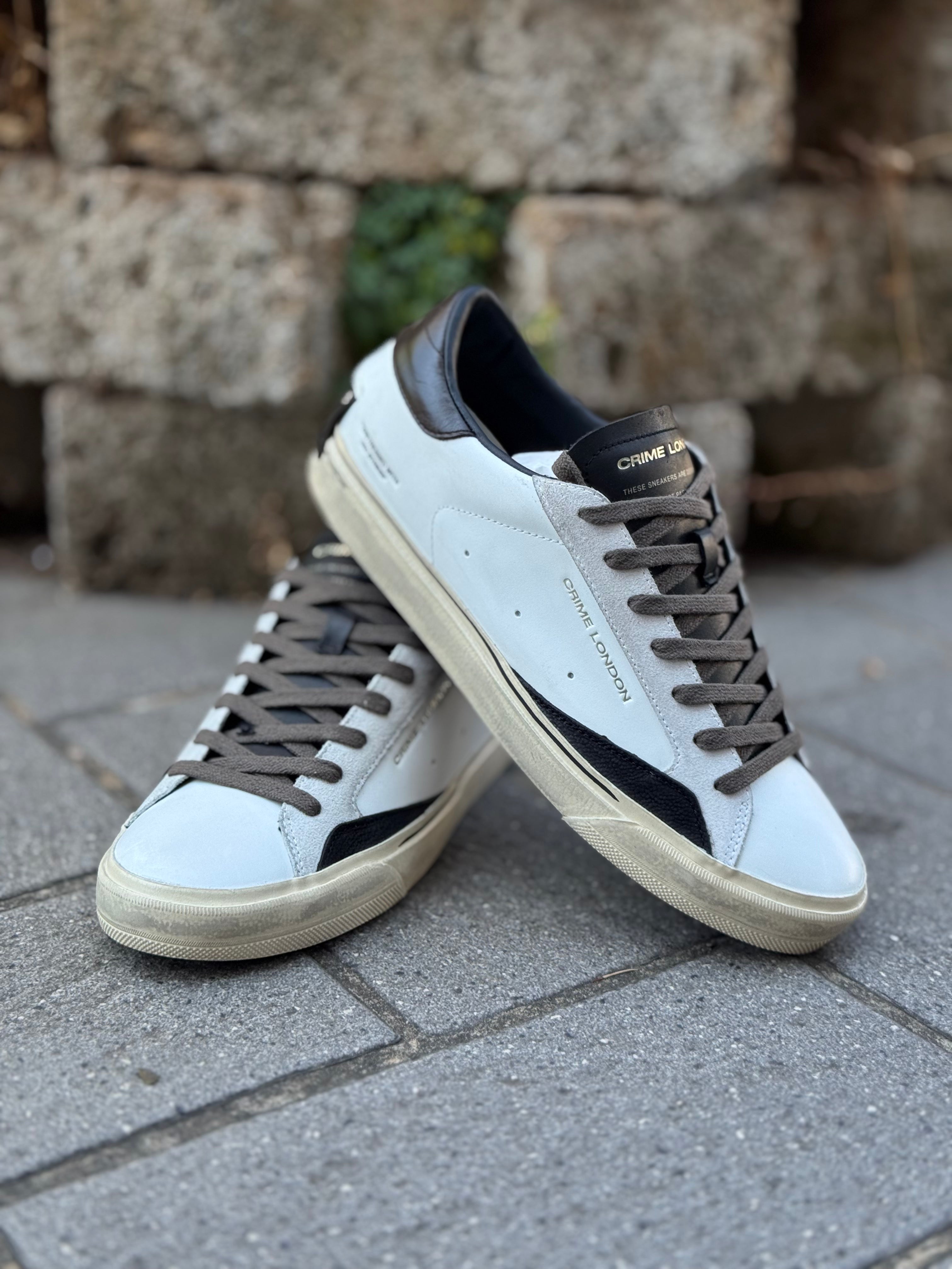 Crime London DISTRESSED 2.0 sneakers in pelle match 3 colori bianco nero e marrone