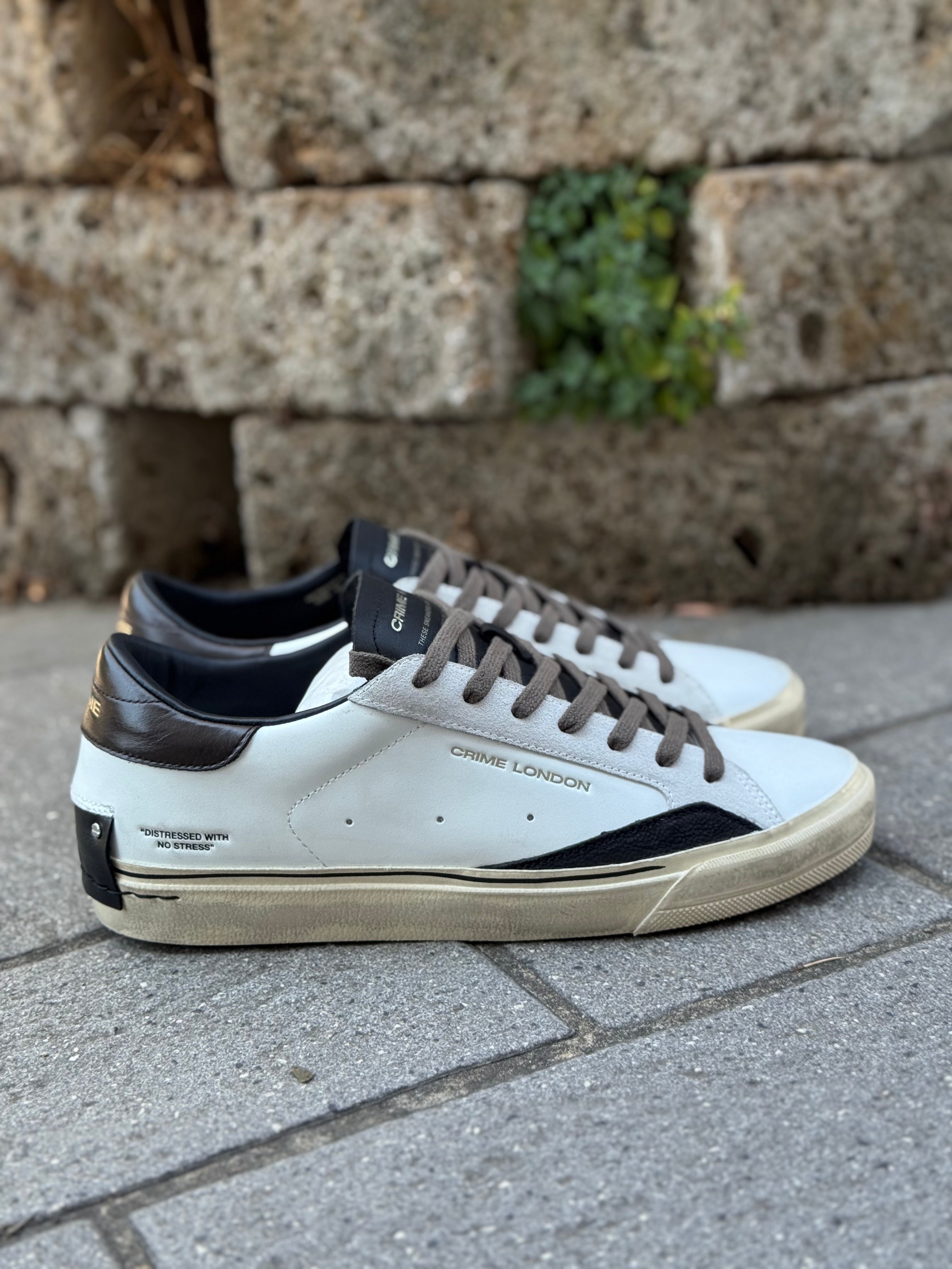 Crime London DISTRESSED 2.0 sneakers in pelle match 3 colori bianco nero e marrone