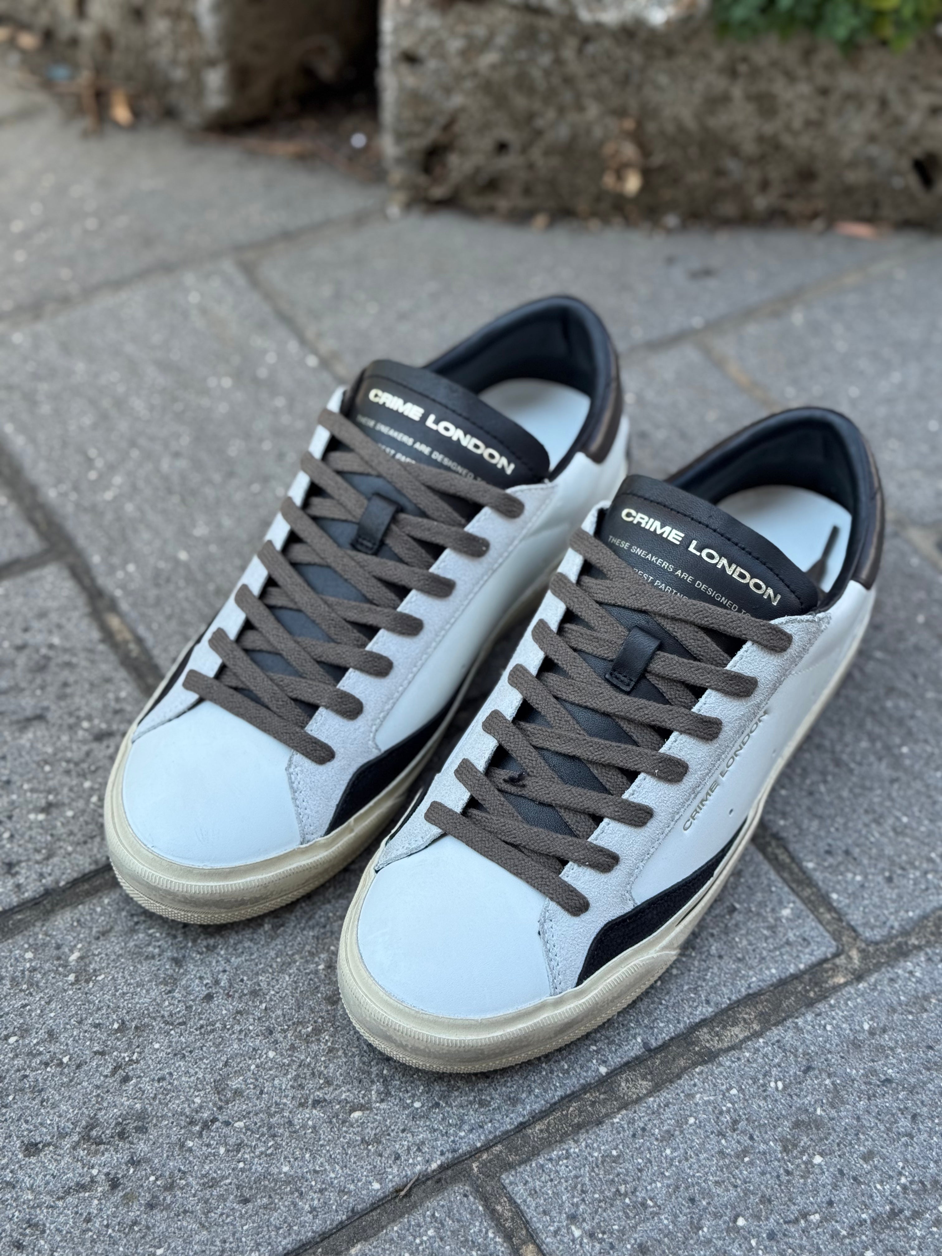 Crime London DISTRESSED 2.0 sneakers in pelle match 3 colori bianco nero e marrone