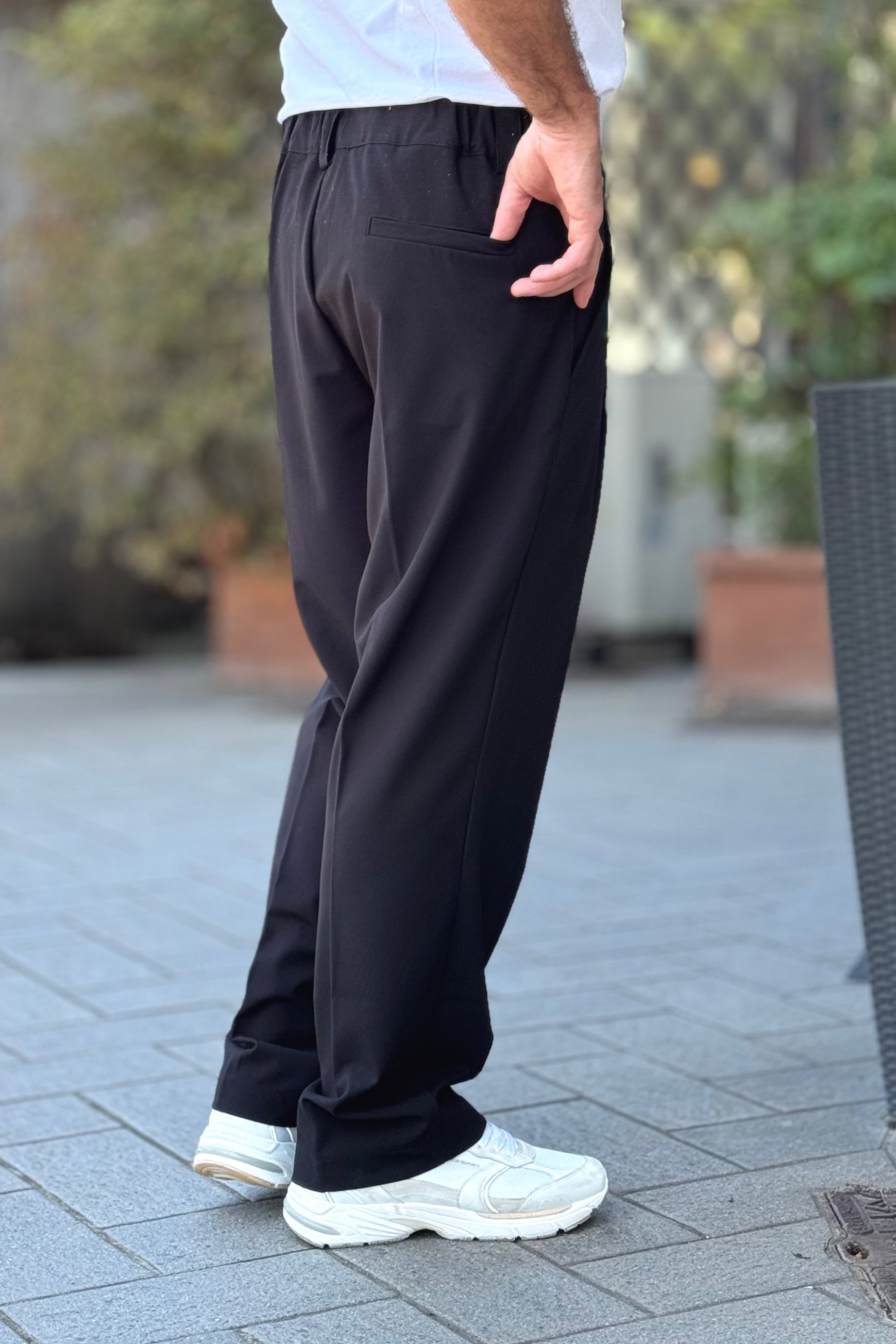 XAGON MAN A25032ZUPN84 PANTALONE DOPPIA PINCE A GAMBA LARGA NERO