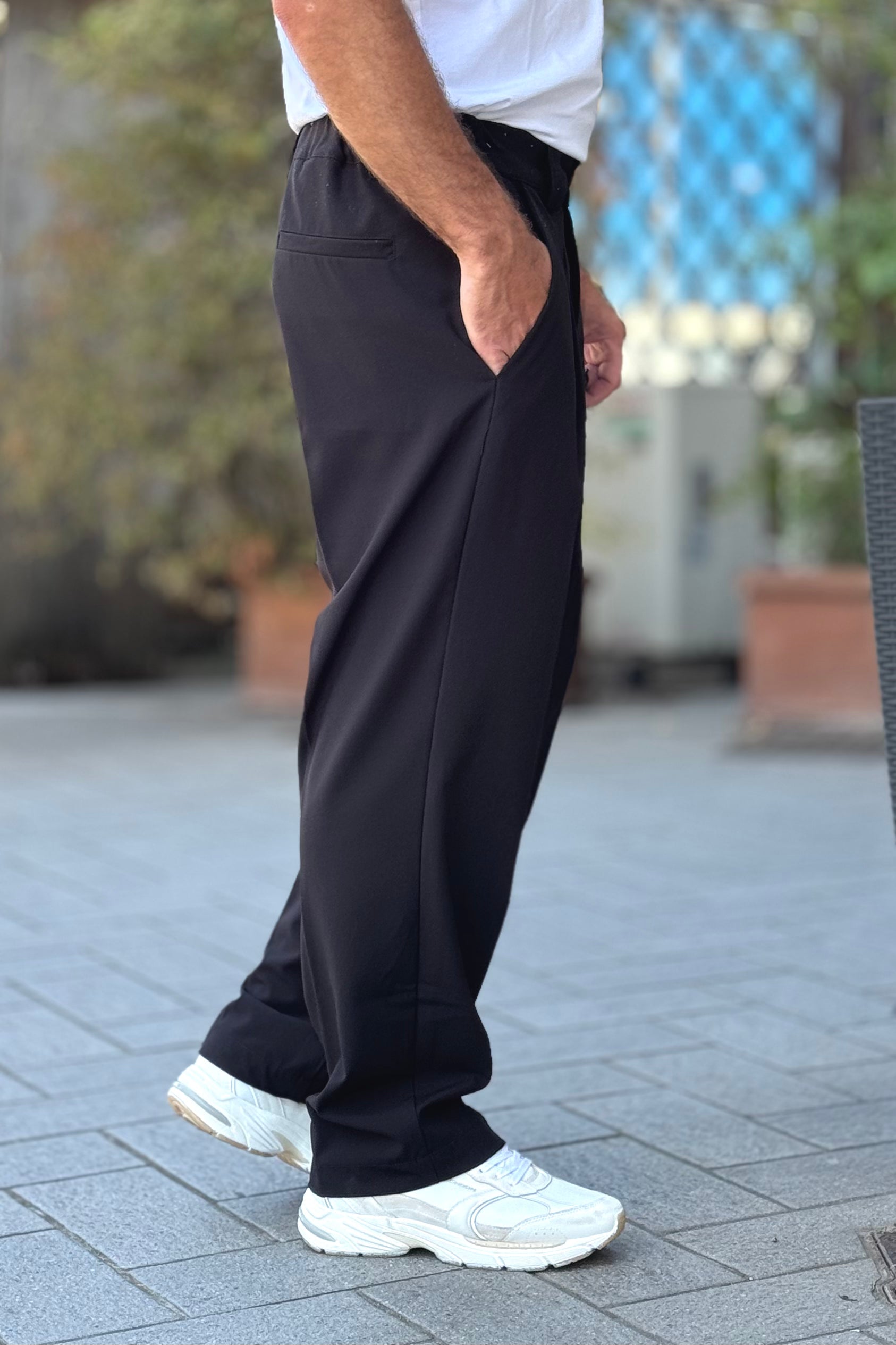 XAGON MAN A25032ZUPN84 PANTALONE DOPPIA PINCE A GAMBA LARGA NERO