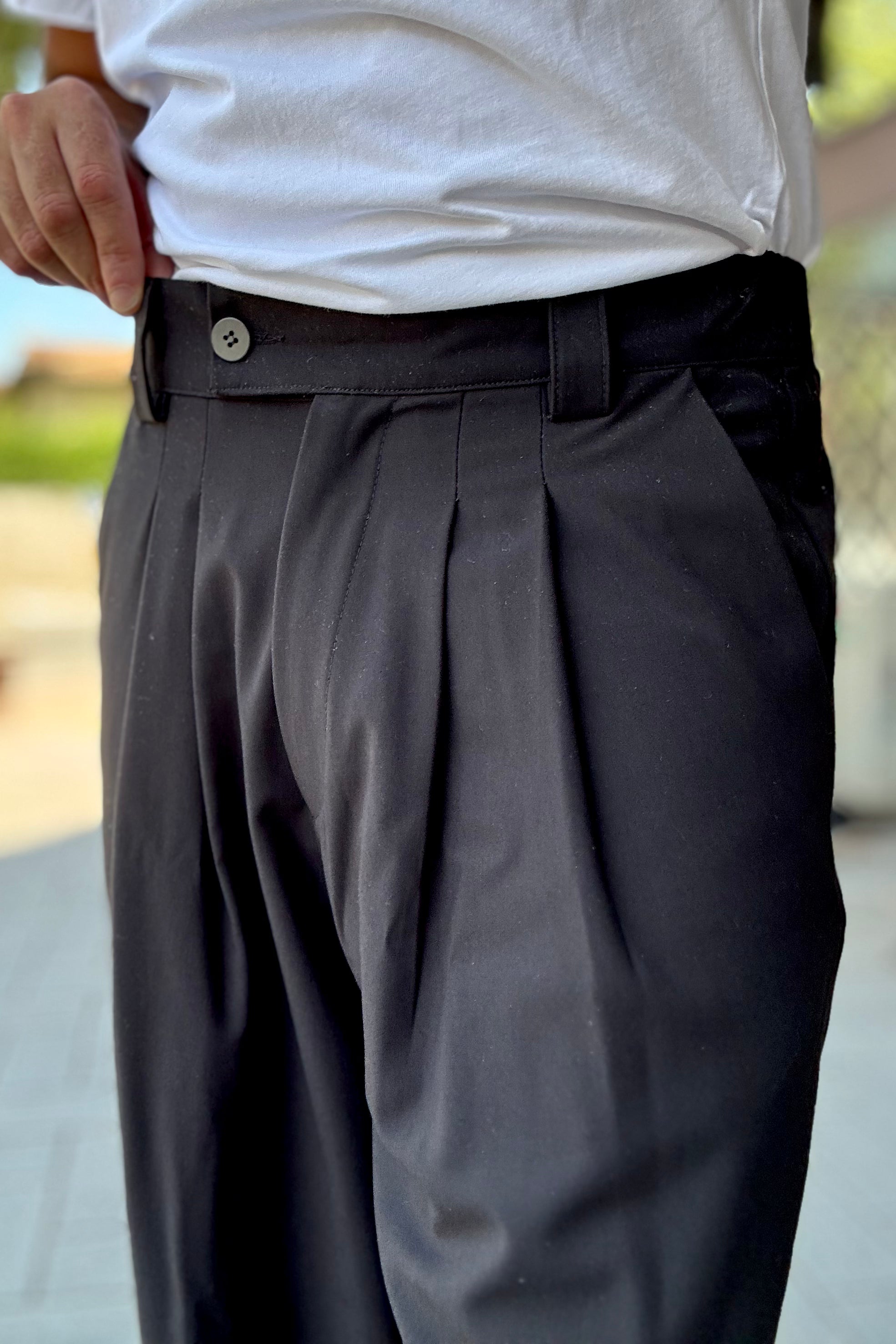 XAGON MAN A25032ZUPN84 PANTALONE DOPPIA PINCE A GAMBA LARGA NERO