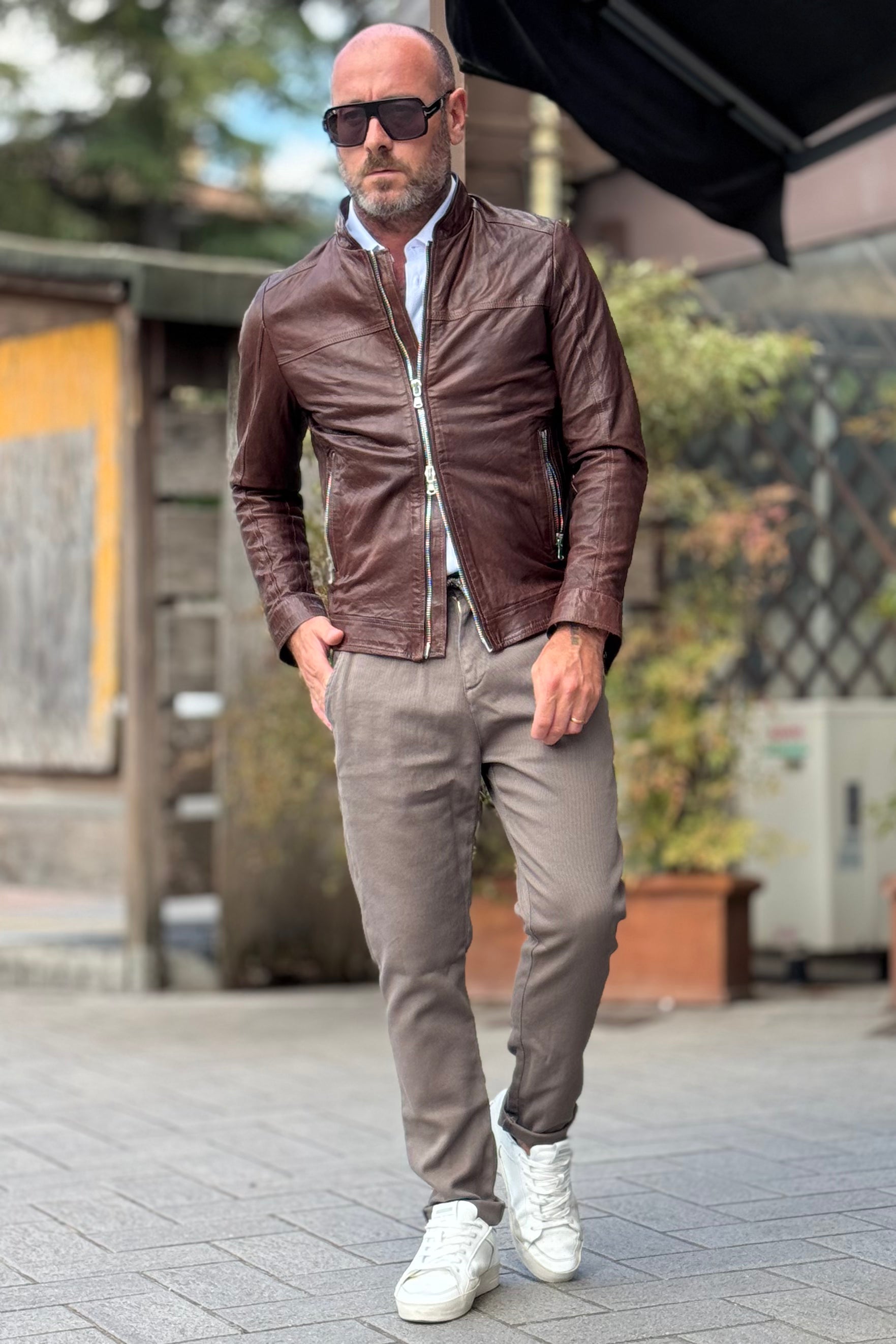 IGN GIUBBINO IN MORBIDA NAPPA SLIM COLORE TESTA DI MORO