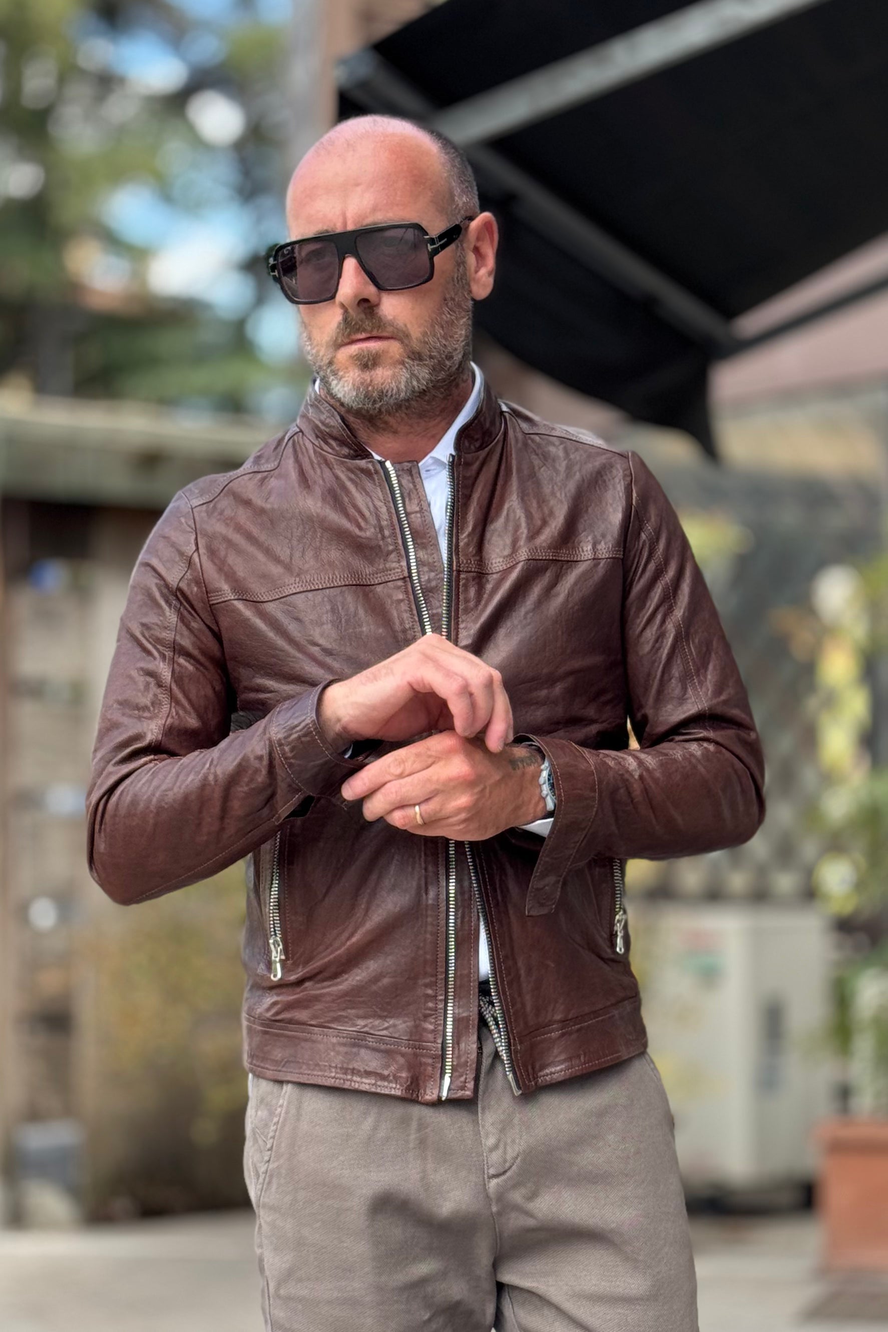 IGN GIUBBINO IN MORBIDA NAPPA SLIM COLORE TESTA DI MORO