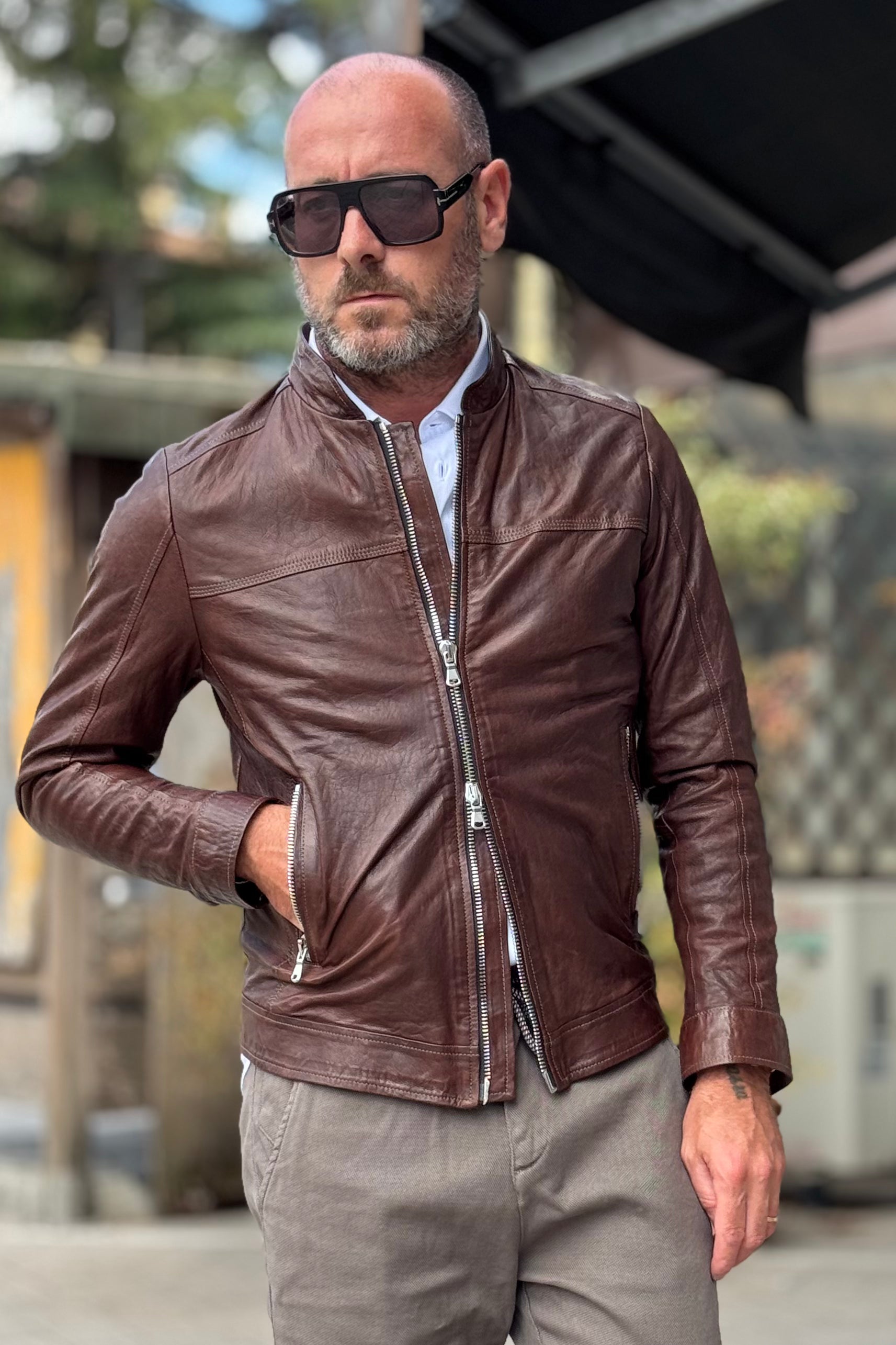 IGN GIUBBINO IN MORBIDA NAPPA SLIM COLORE TESTA DI MORO