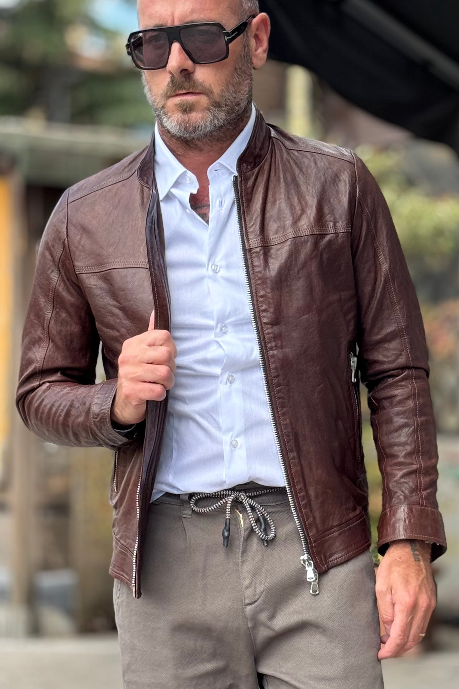 IGN GIUBBINO IN MORBIDA NAPPA SLIM COLORE TESTA DI MORO