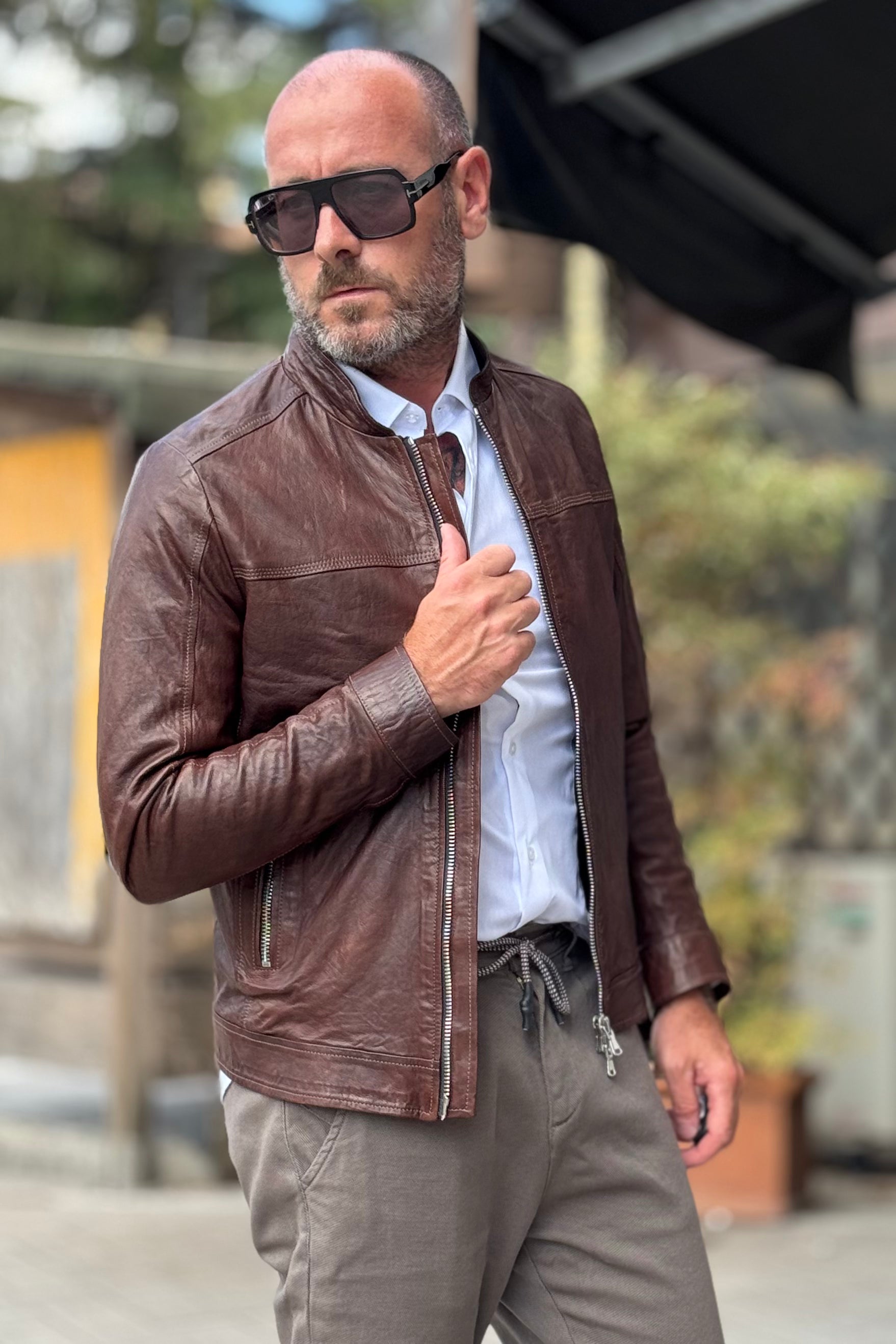 IGN GIUBBINO IN MORBIDA NAPPA SLIM COLORE TESTA DI MORO