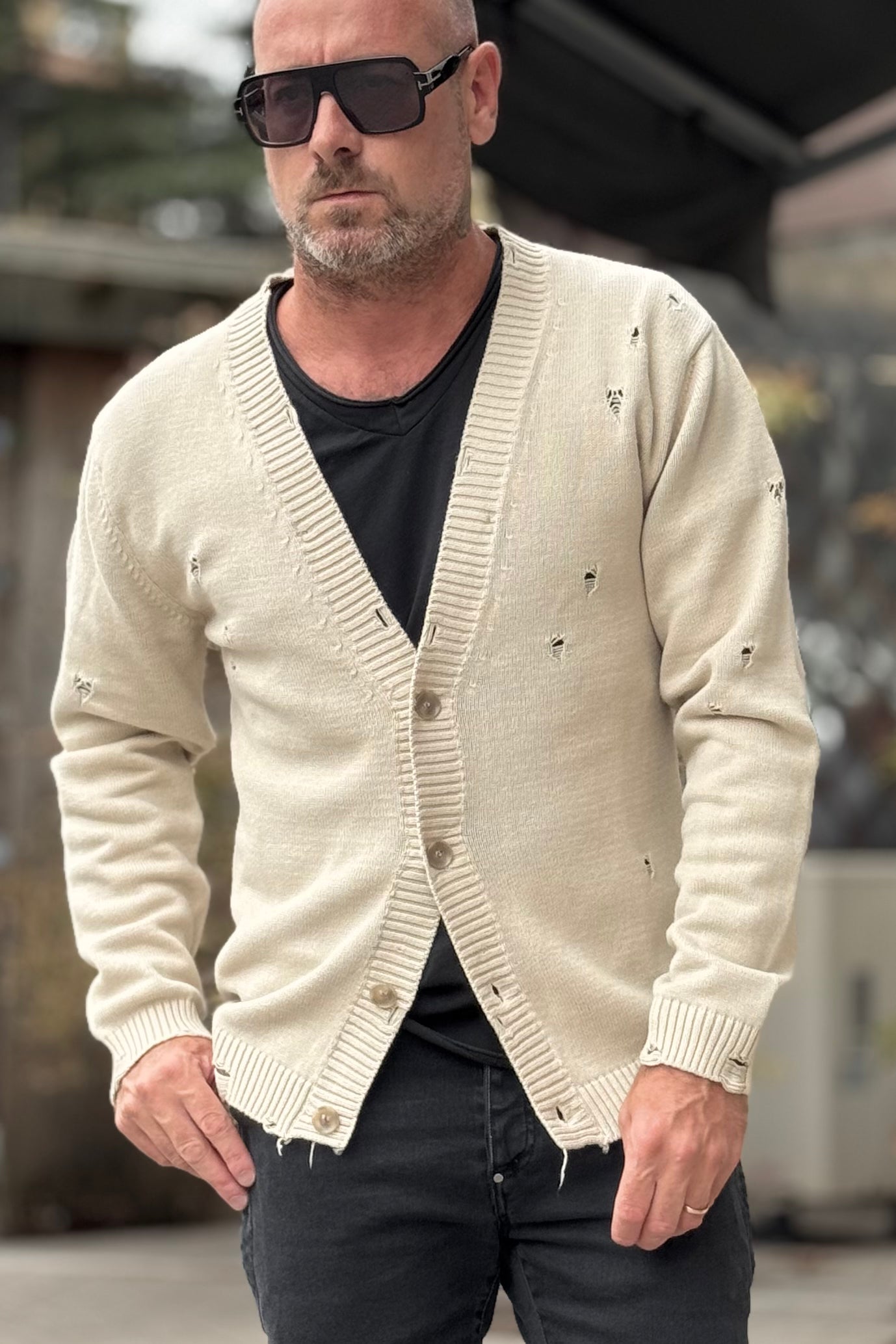 ANIMA AN307 CARDIGAN CON ROTTURE DISPONIBILE IN 2 COLORI