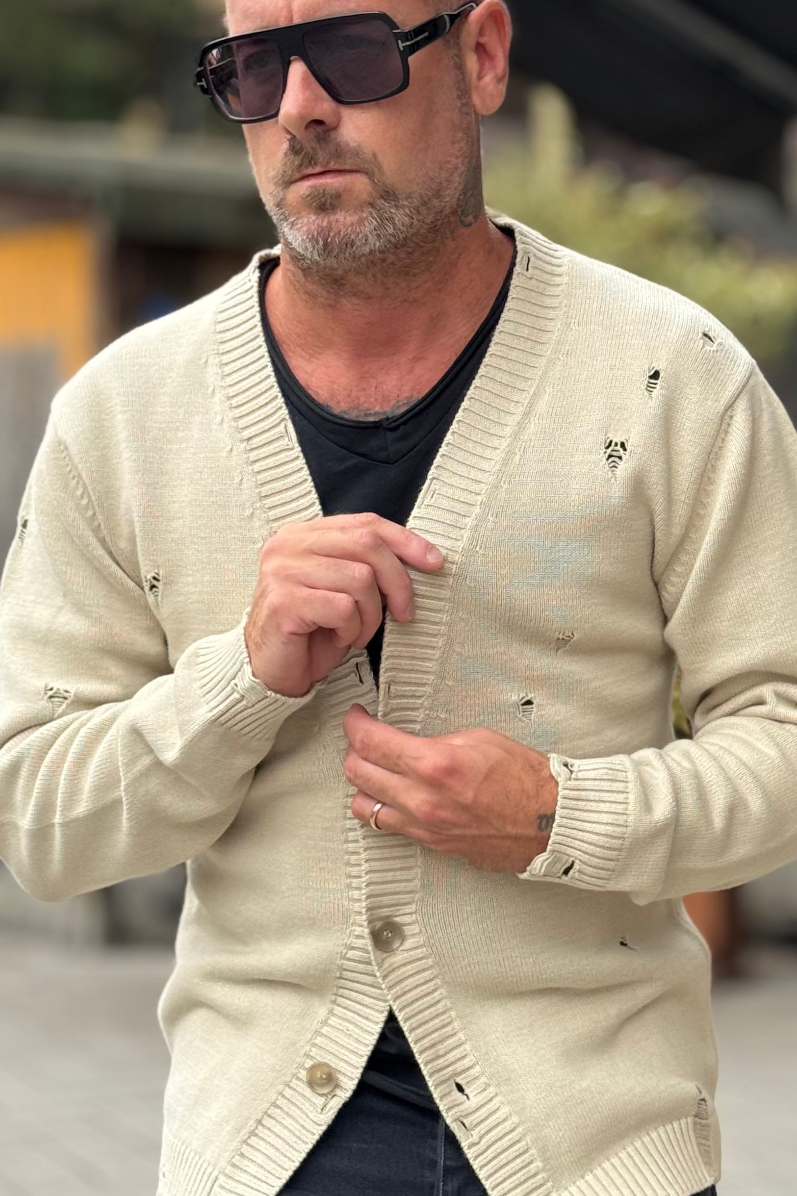 ANIMA AN307 CARDIGAN CON ROTTURE DISPONIBILE IN 2 COLORI