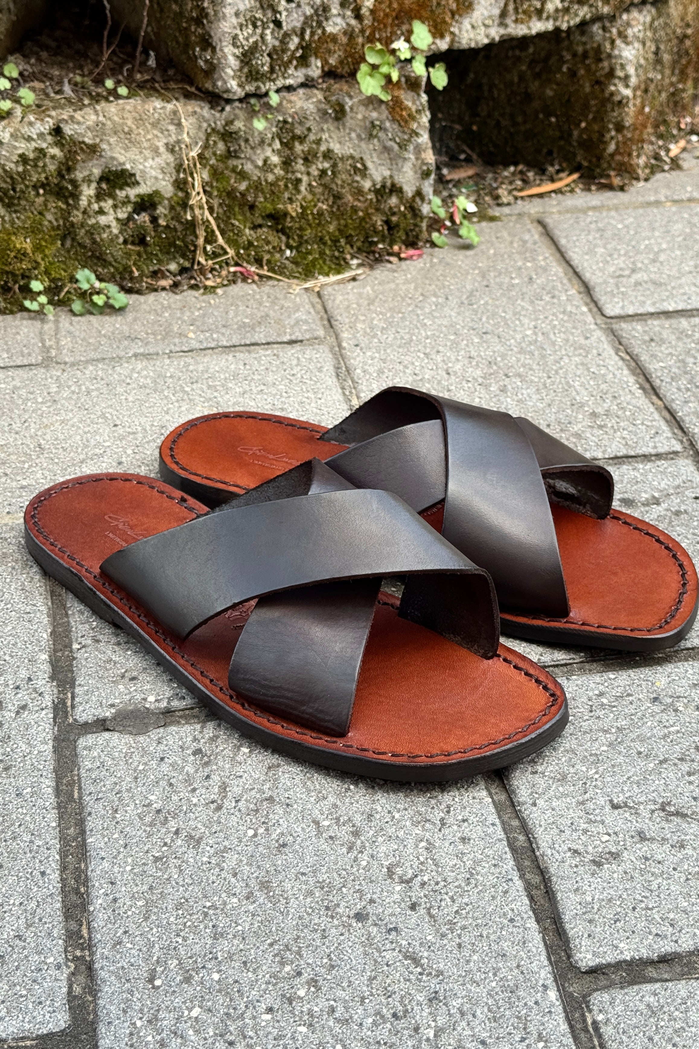L'ARTIGIANO DEL CUOIO SANDALO FASCIA COLORE TESTA DI MORO