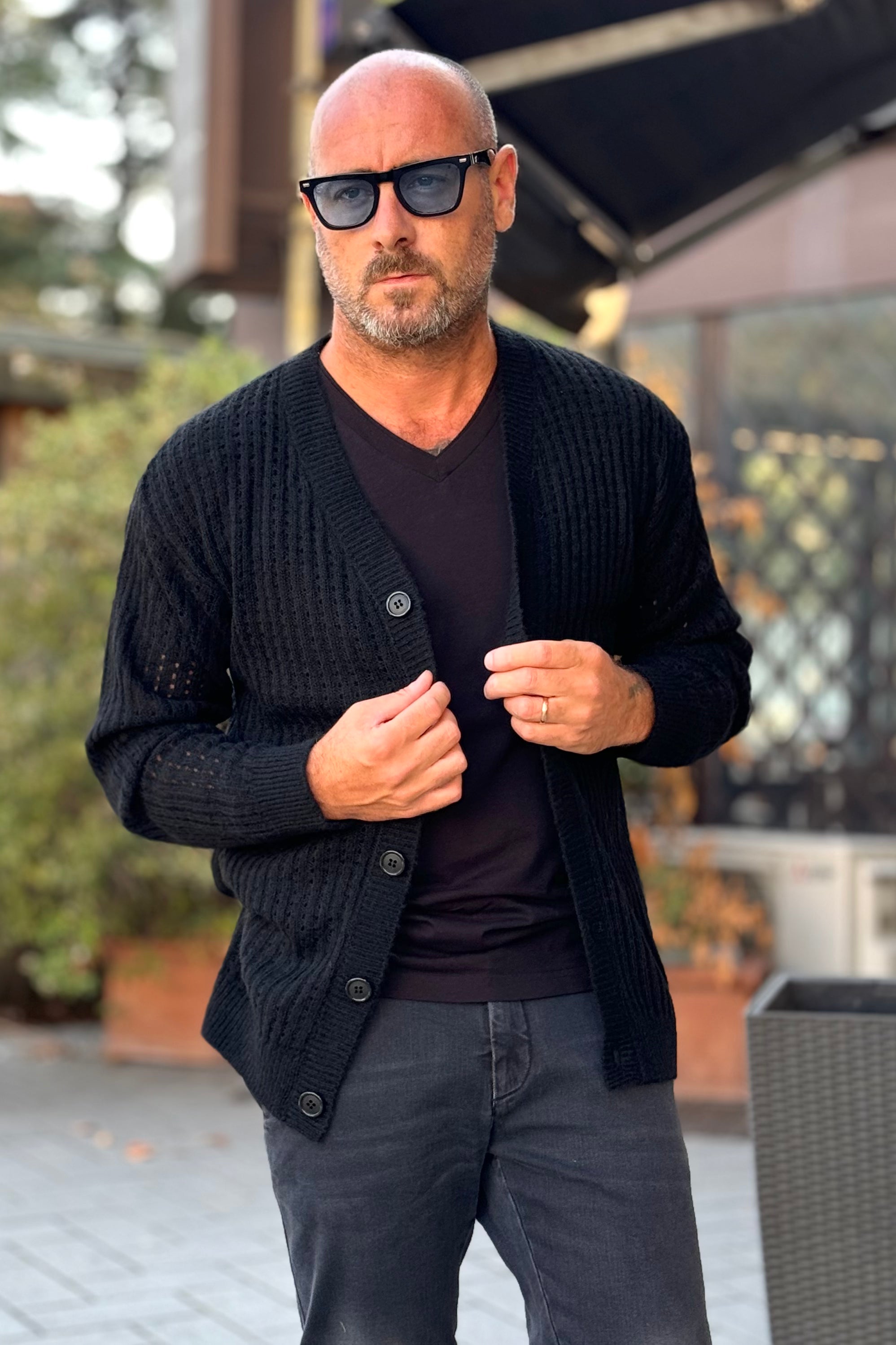 OFFICINA 36 CARDIGAN IN MOHAIR TRAFORATO