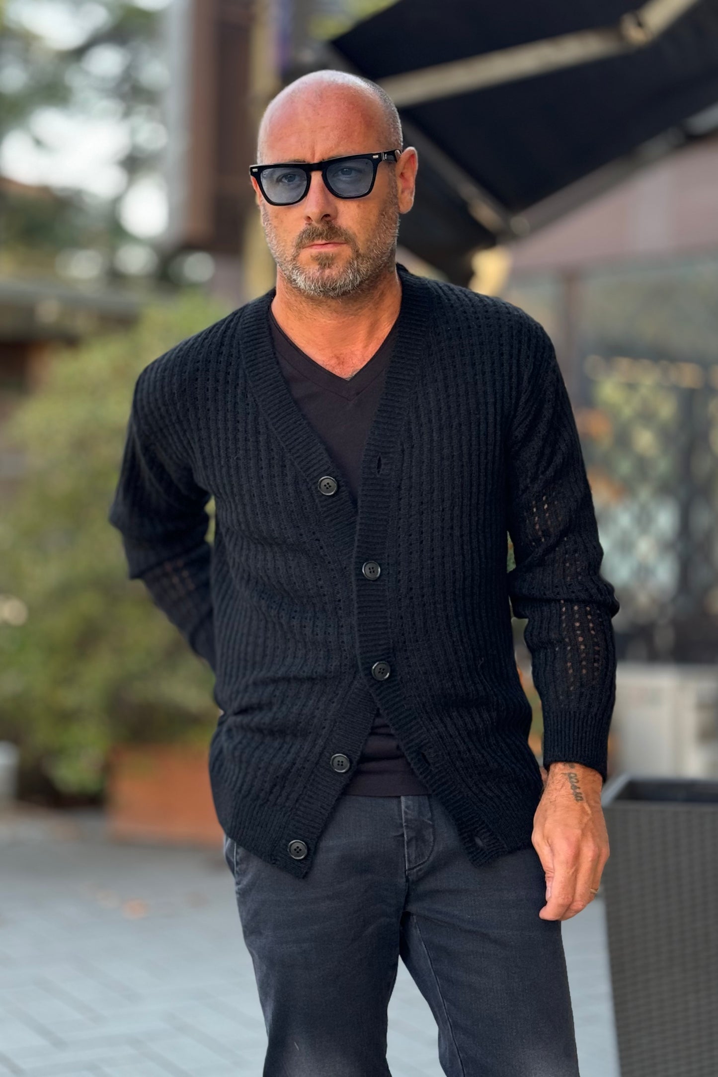 Officina 36 NS107 black mohair cardigan