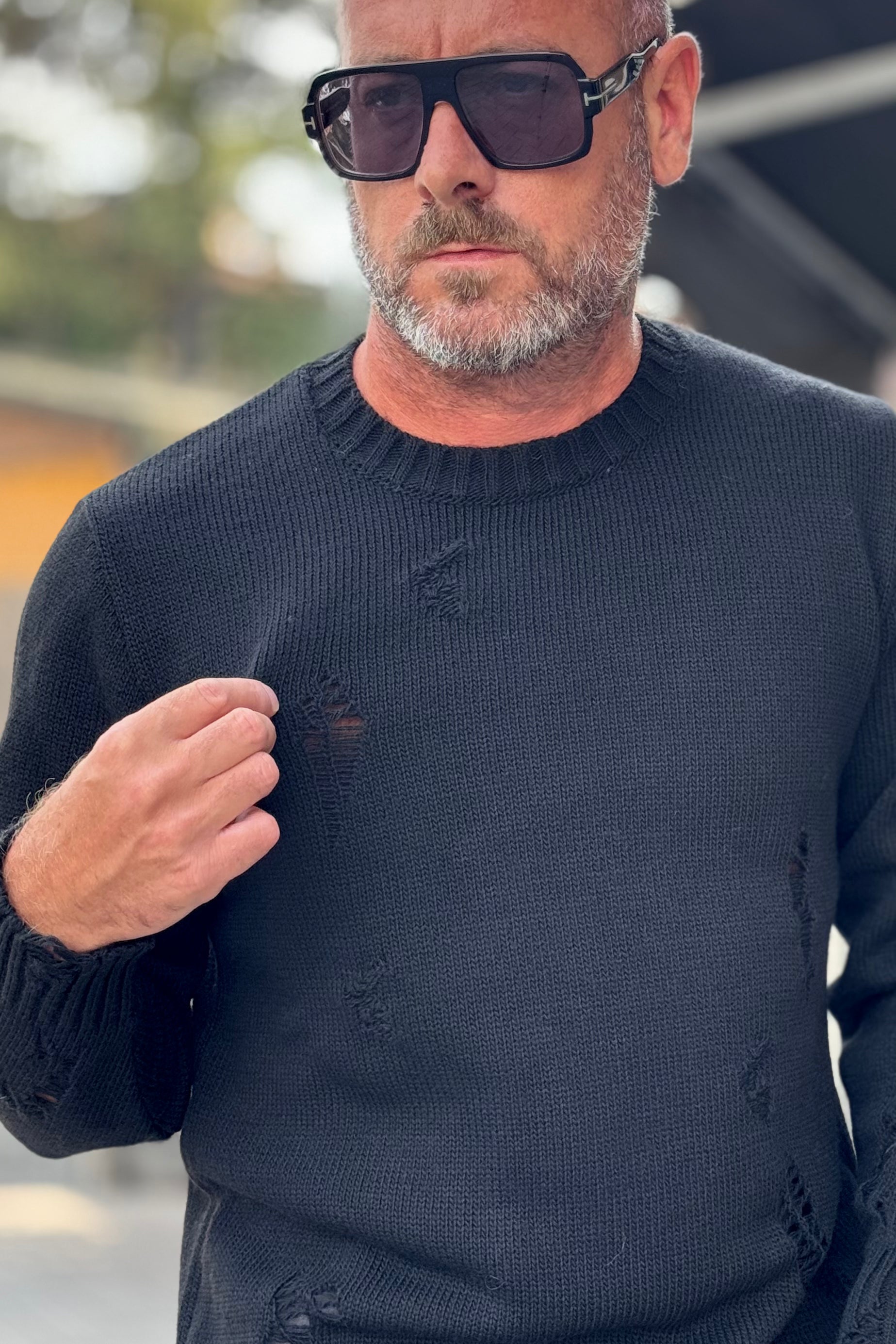 BICOLORE AU550 MAGLIA GIROCOLLO CON ROTTURE DISPONIBILE IN 2 COLORI