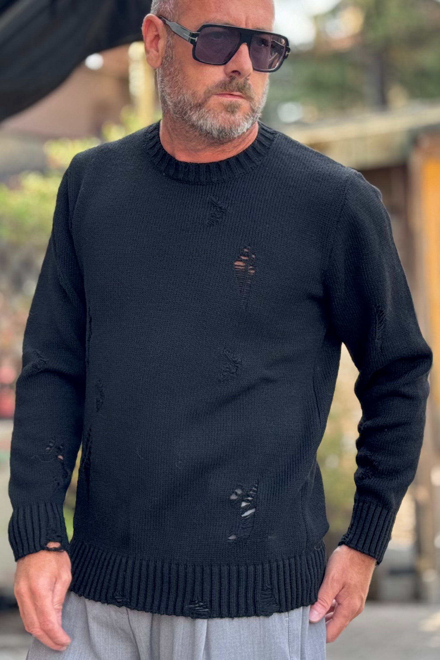 BICOLORE AU550 MAGLIA GIROCOLLO CON ROTTURE DISPONIBILE IN 2 COLORI