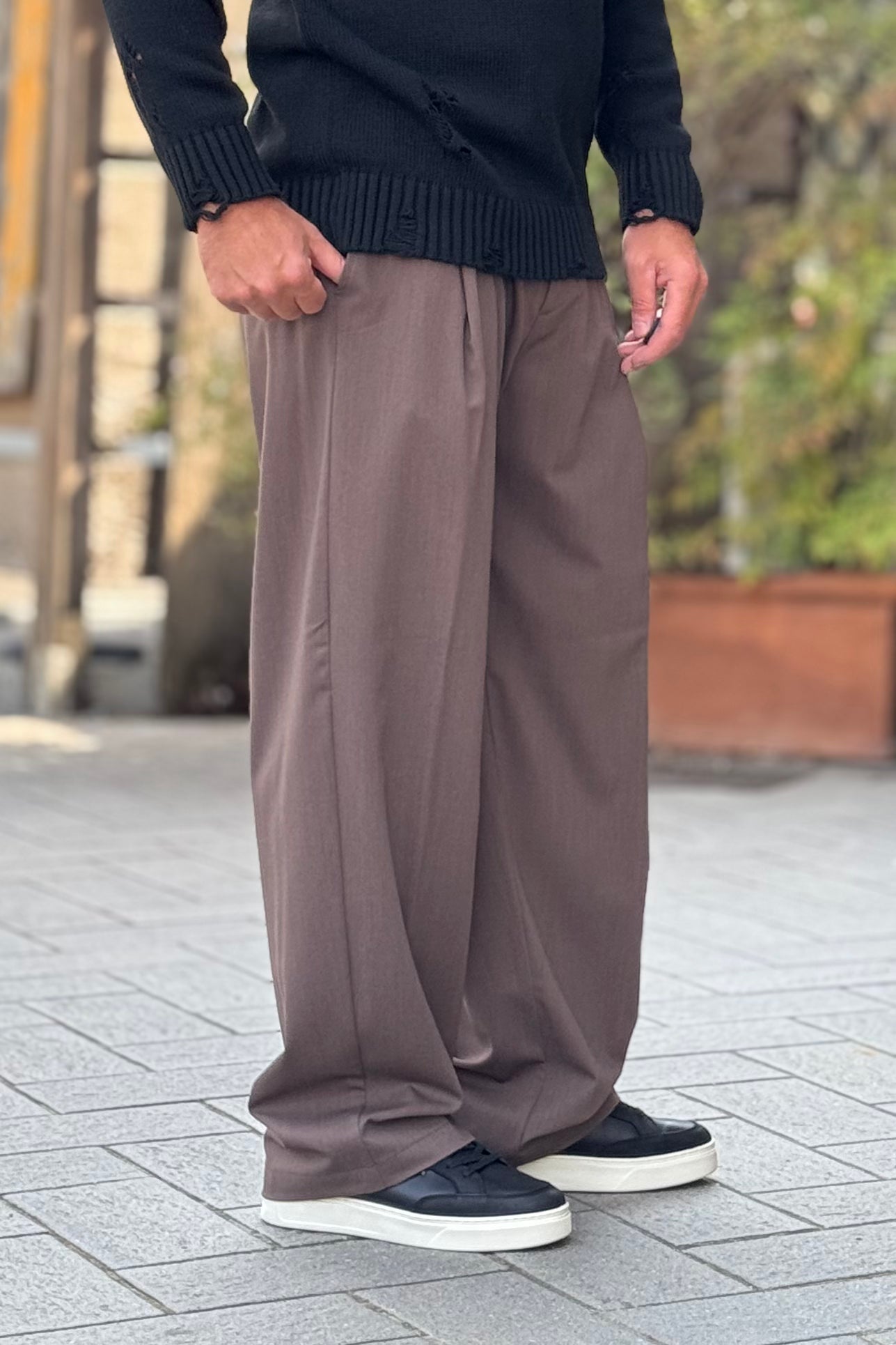 BICOLORE 2647D PANTALONE PALAZZO CON PINCES DISPONIBILE IN 2 COLORI