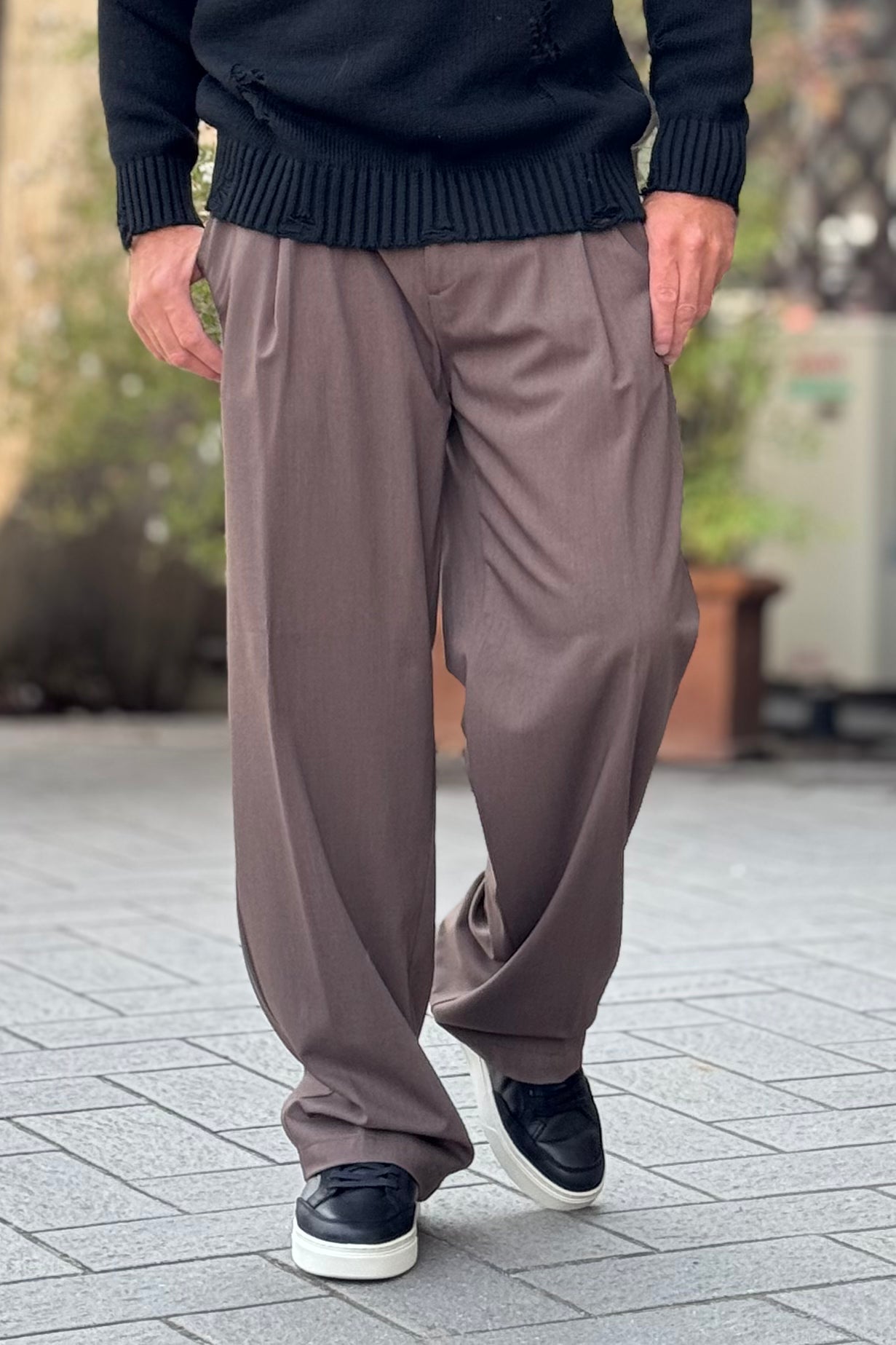 BICOLORE 2647D PANTALONE PALAZZO CON PINCES DISPONIBILE IN 2 COLORI