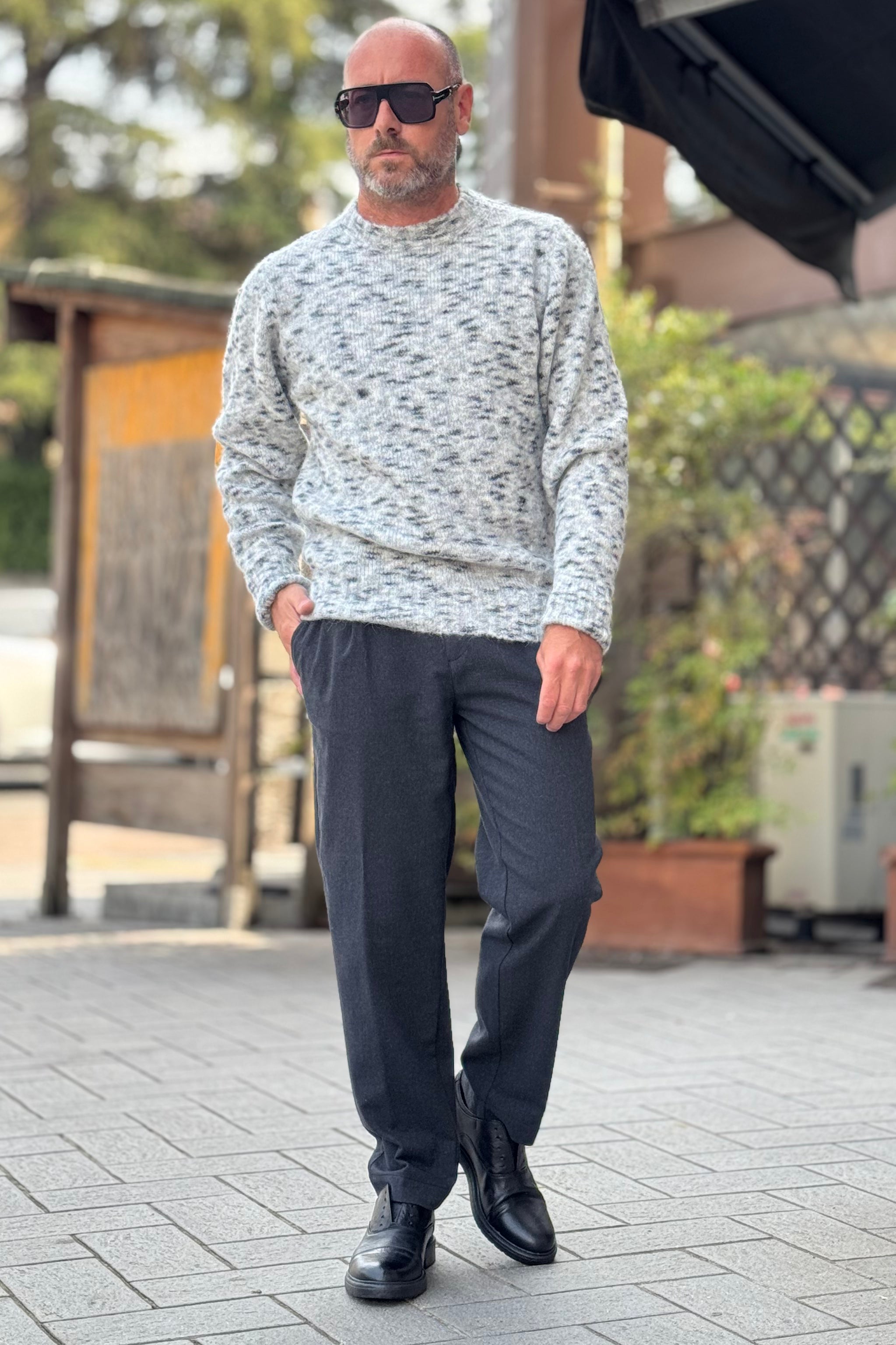 BICOLORE 2530K PANTALONE LARGO CON PINCES COLORE ANTRACITE