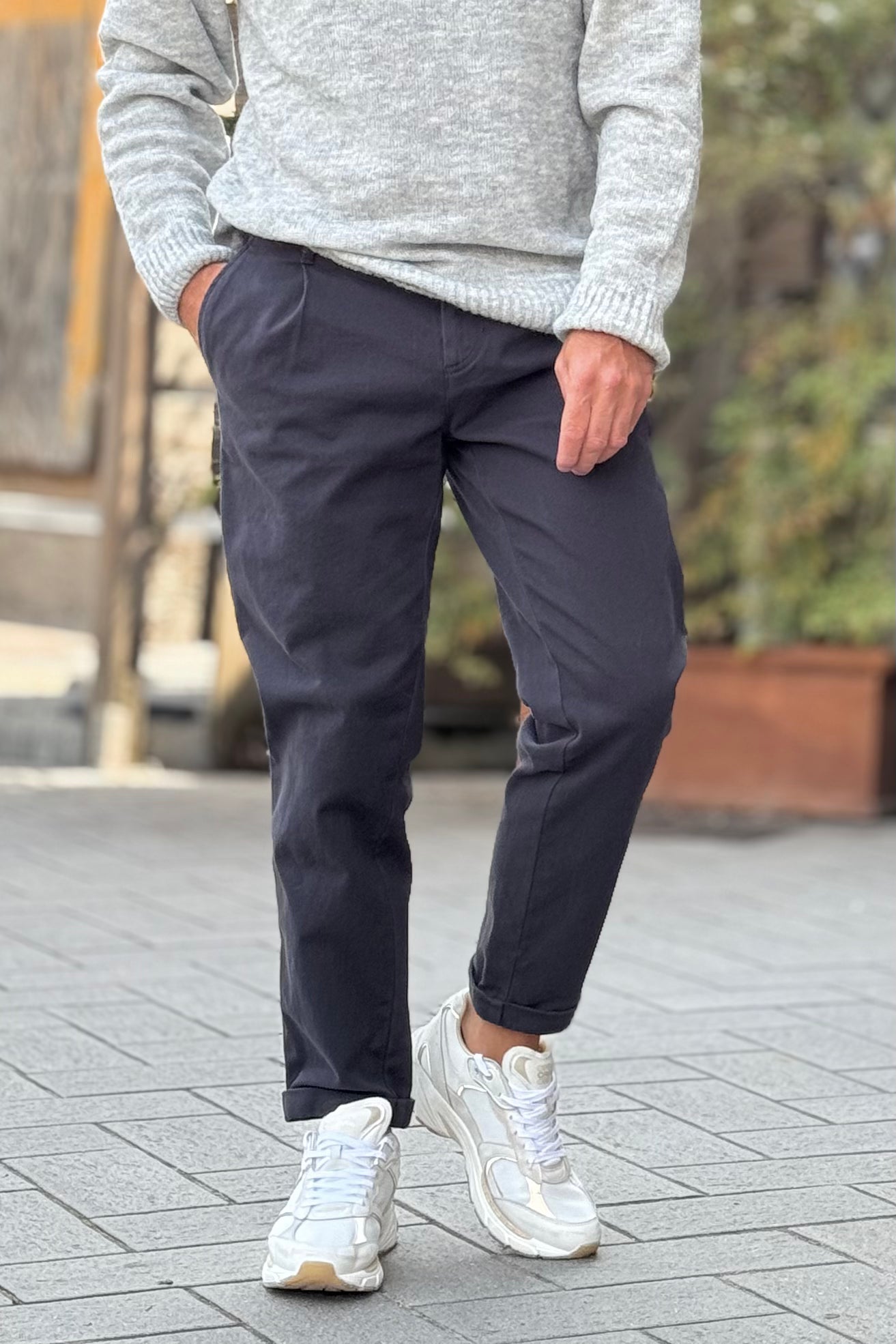 BICOLORE 2473K PANTALONE LARGO CON PINCES DISPONIBILE IN 2 COLORI