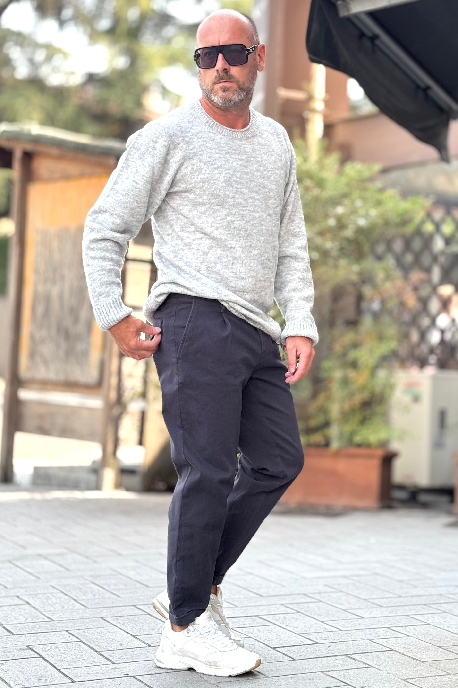 BICOLORE 2473K PANTALONE LARGO CON PINCES DISPONIBILE IN 2 COLORI