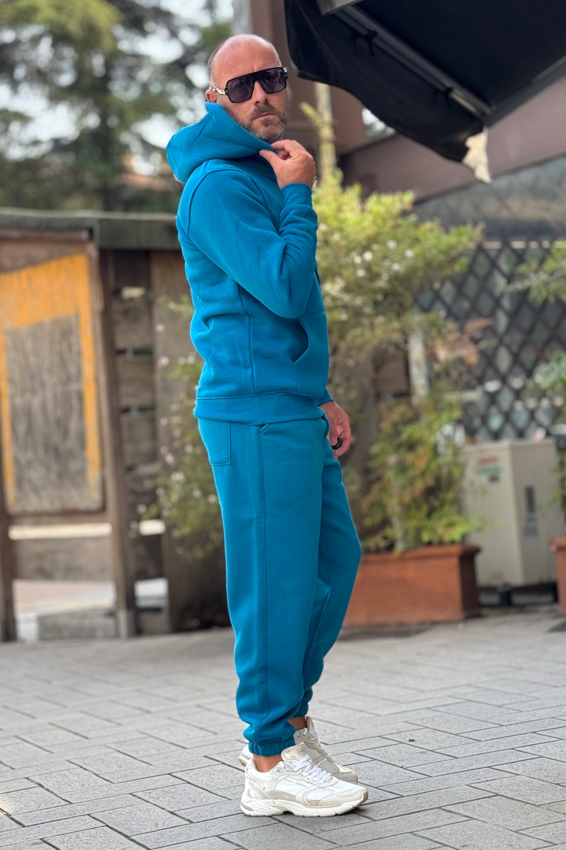 SUPERCULTURE JOY-Z TUTA FELPATA CON TASCA MARSUPIO E CAPPUCCIO COLORE OTTANIO