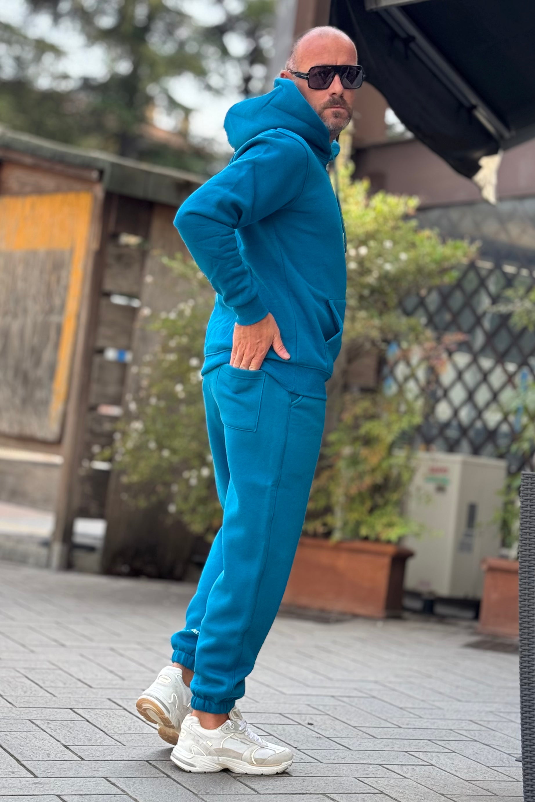 SUPERCULTURE JOY-Z TUTA FELPATA CON TASCA MARSUPIO E CAPPUCCIO COLORE OTTANIO