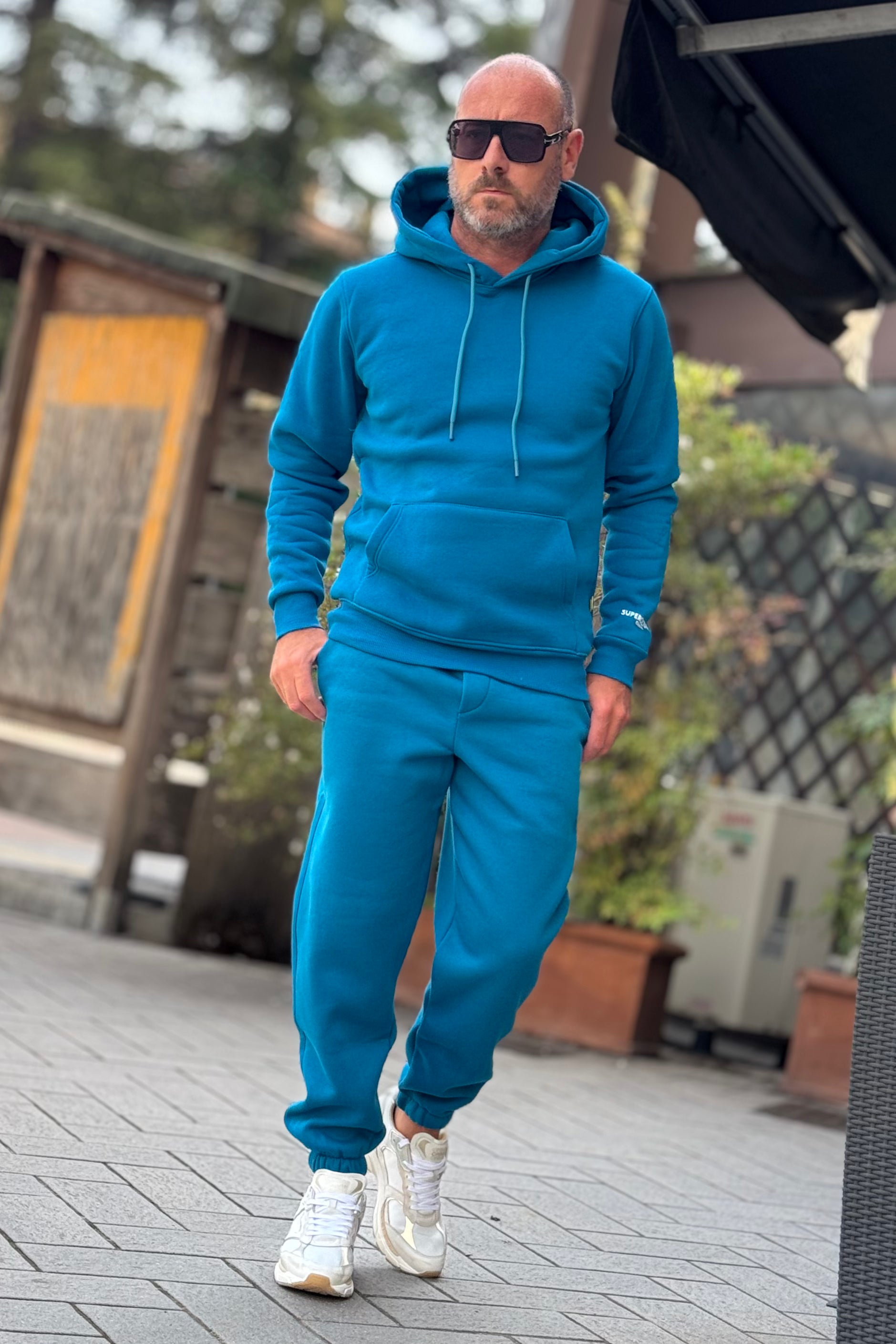 SUPERCULTURE JOY-Z TUTA FELPATA CON TASCA MARSUPIO E CAPPUCCIO COLORE OTTANIO