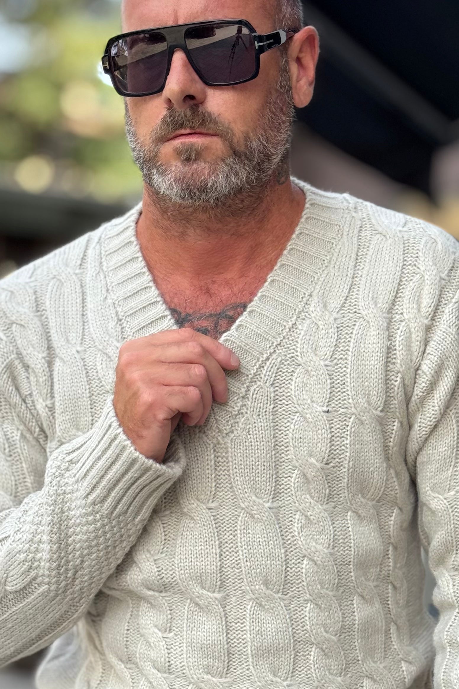 ANIMA V-NECK MOTIVO TRECCIA DISPONIBILE IN 2 COLORI