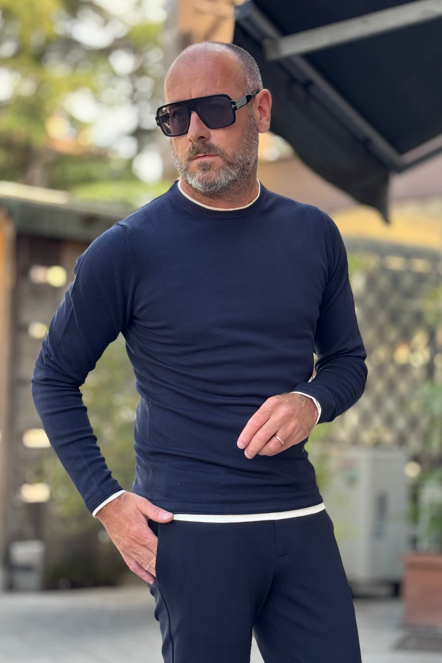 WHY NOT BRAND MAGLIA GIROCOLLO CON DOPPIO BORDO DISPONIBILE IN 3 COLORI