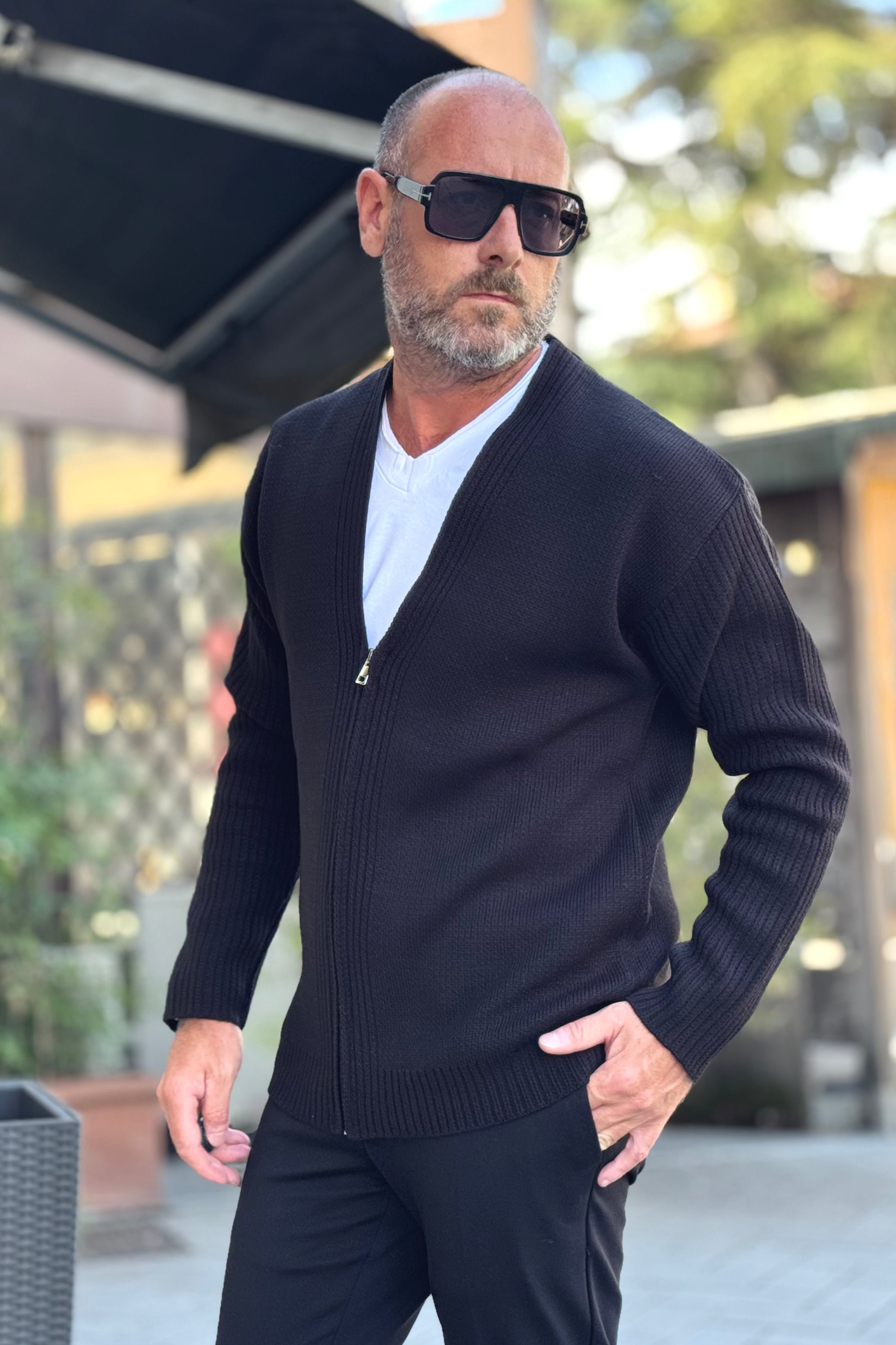 WHY NOT BRAND KIM44 CARDIGAN CHIUSURA ZIP COLORE NERO