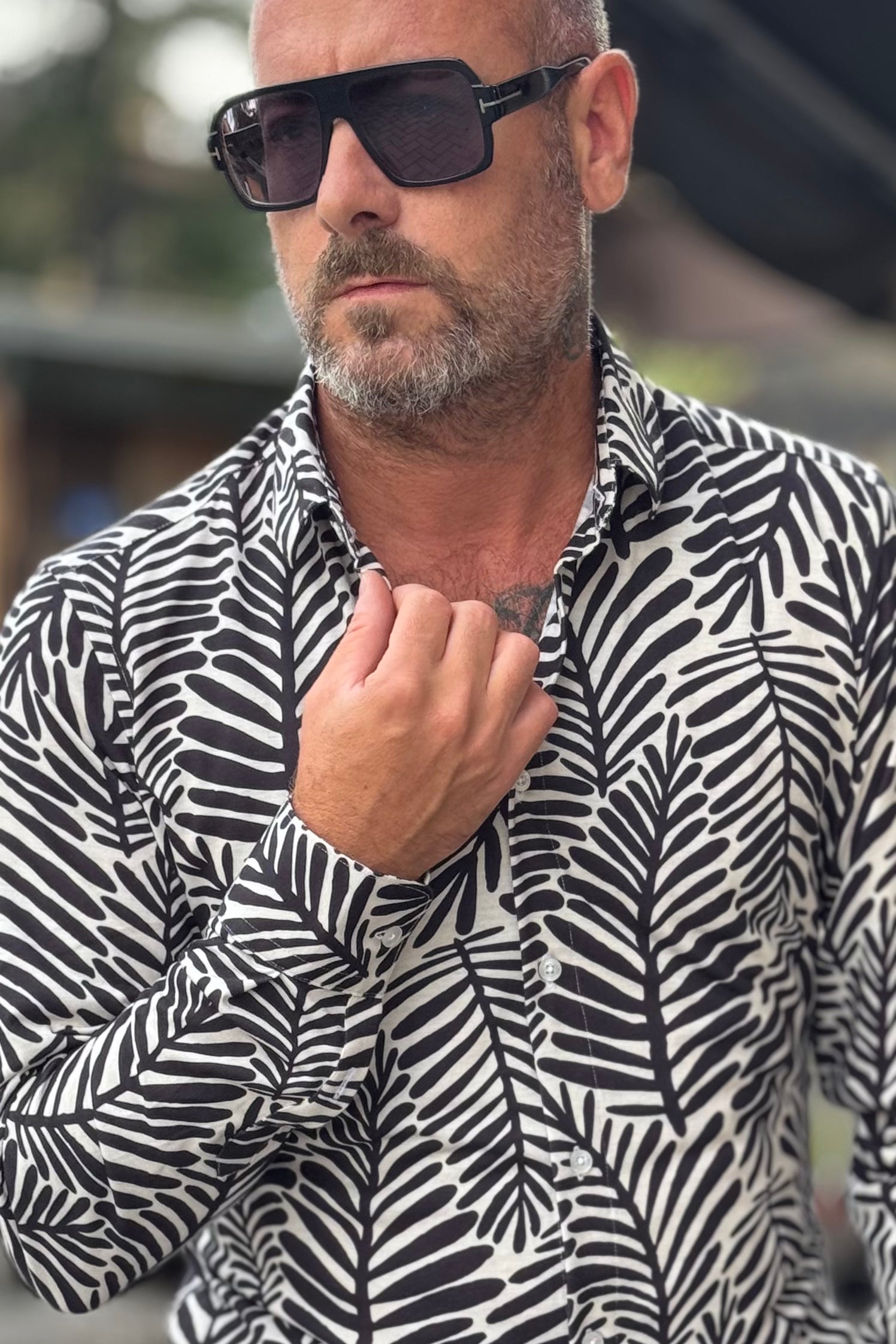 DANIELE ALESSANDRINI C102 CAMICIA IN PUNTO MILANO MOTIVO JUNGLE