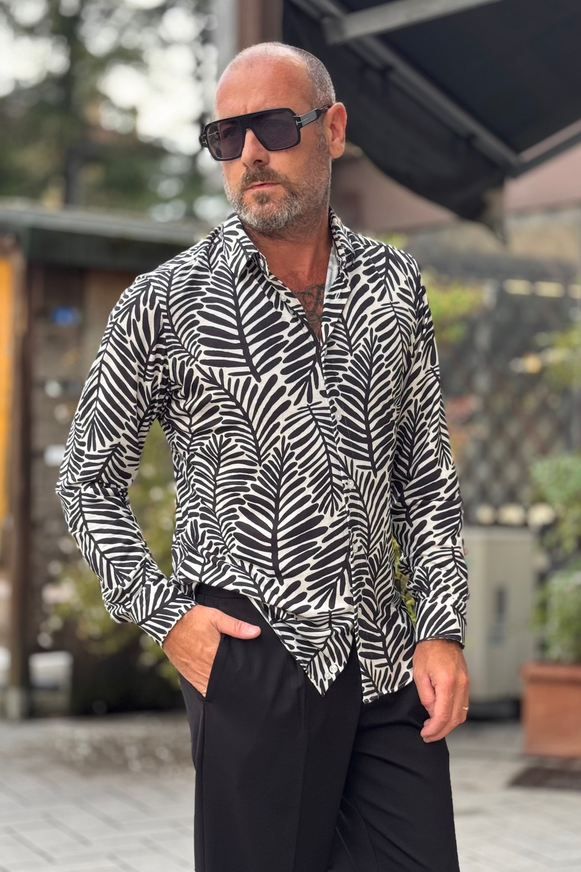 DANIELE ALESSANDRINI C102 CAMICIA IN PUNTO MILANO MOTIVO JUNGLE