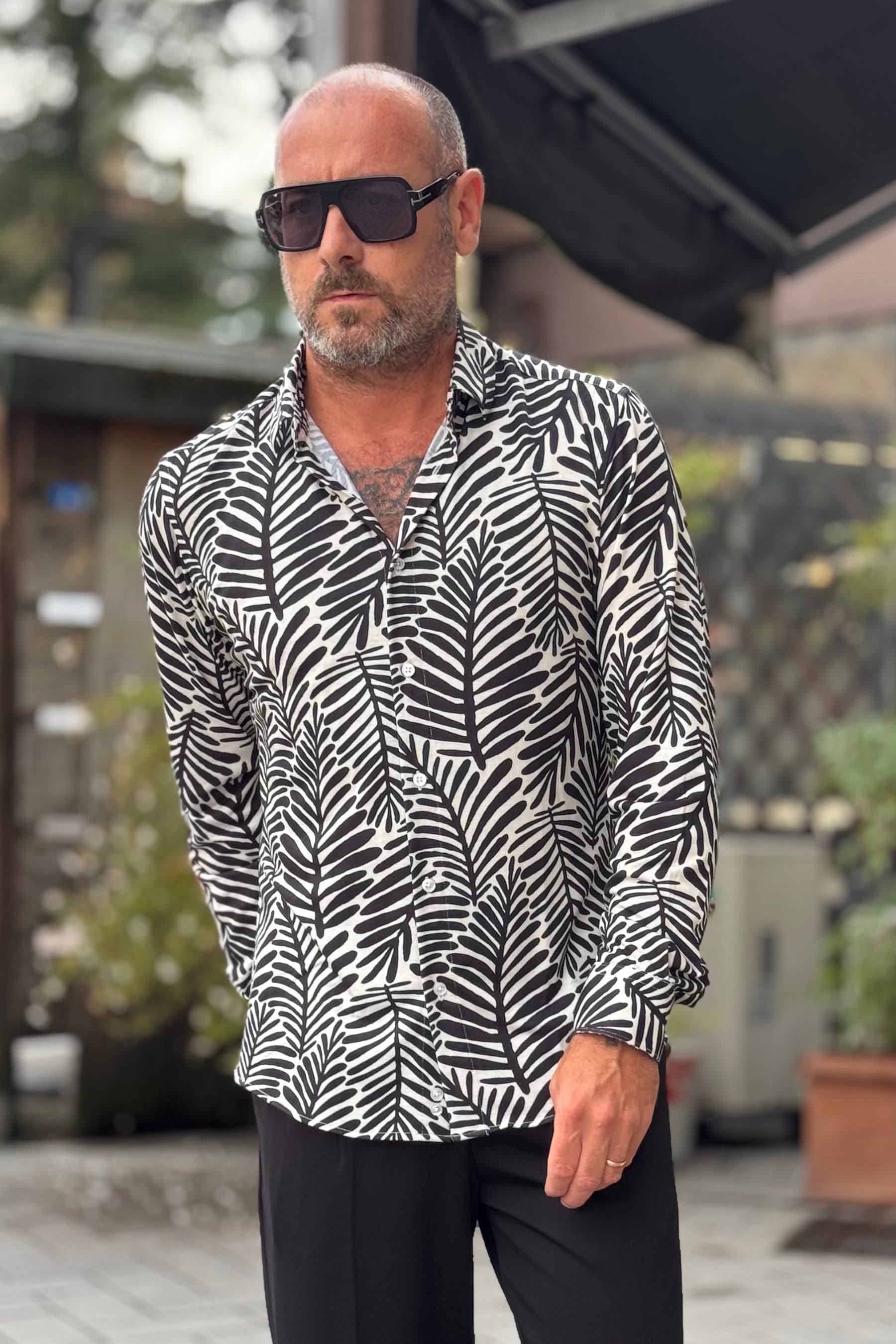 DANIELE ALESSANDRINI C102 CAMICIA IN PUNTO MILANO MOTIVO JUNGLE