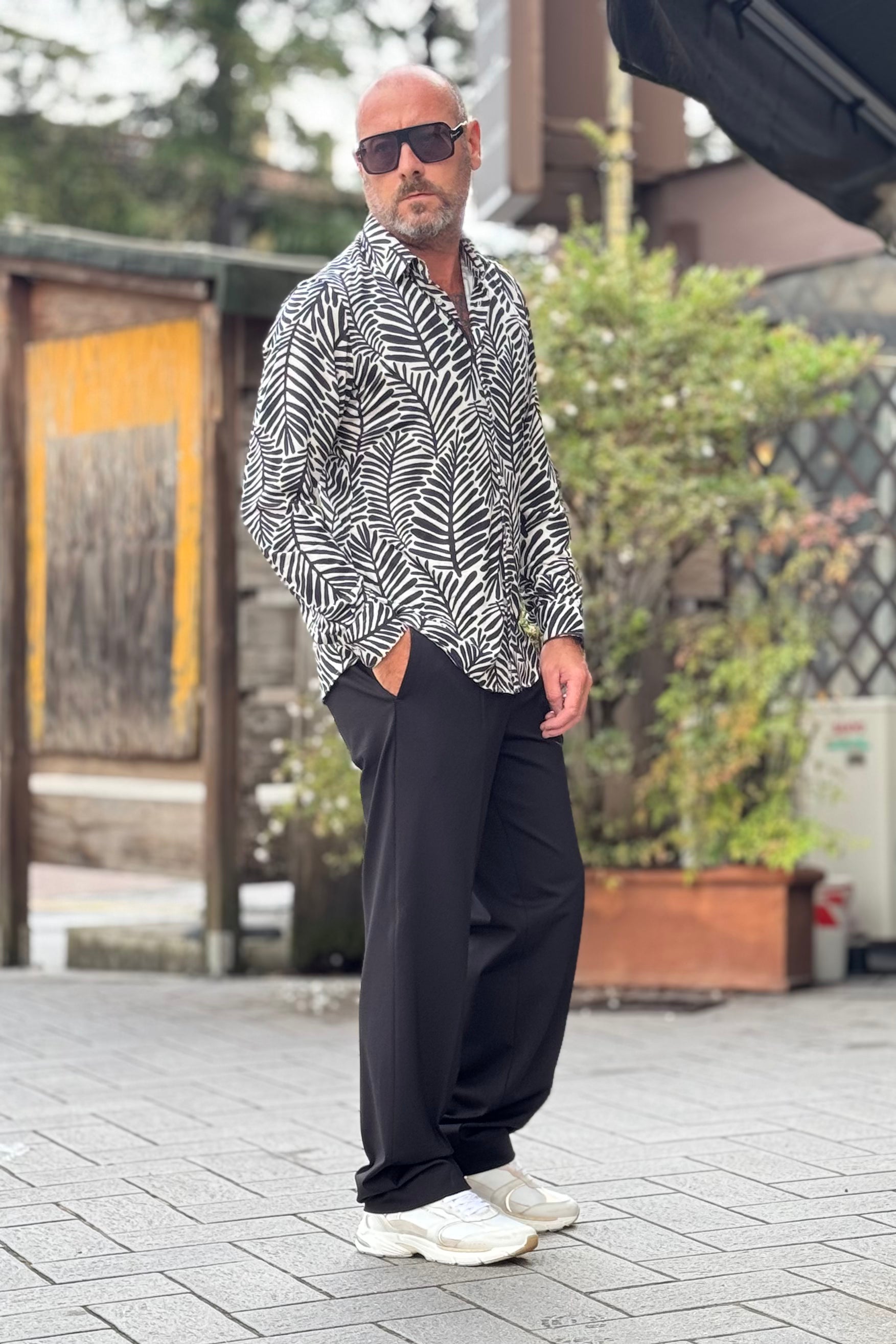 DANIELE ALESSANDRINI C102 CAMICIA IN PUNTO MILANO MOTIVO JUNGLE