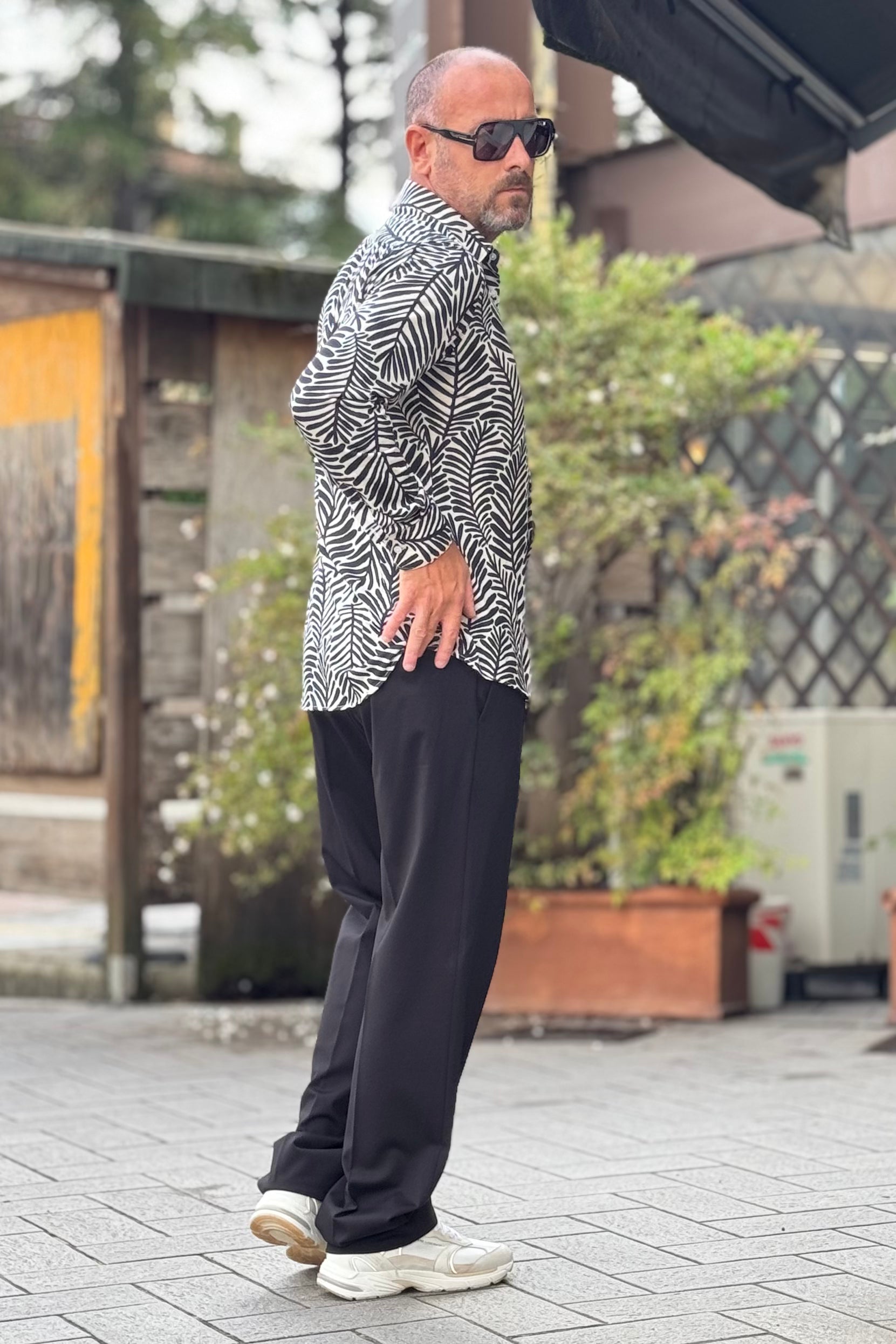 DANIELE ALESSANDRINI C102 CAMICIA IN PUNTO MILANO MOTIVO JUNGLE