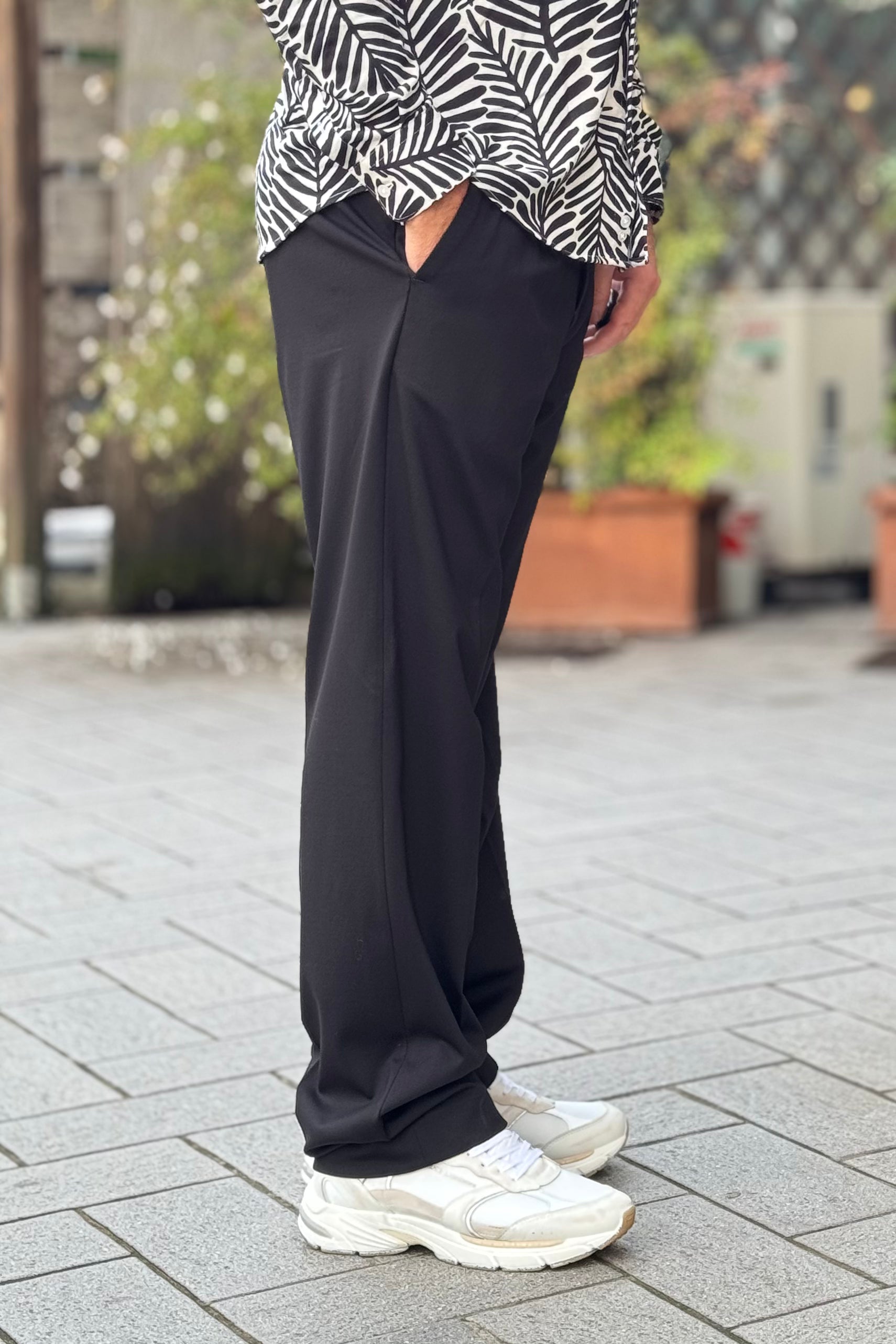 DANIELE ALESSANDRINI P106 PANTALONE LARGO IN PUNTO MILANO DISPONIBILE IN 2 COLORI