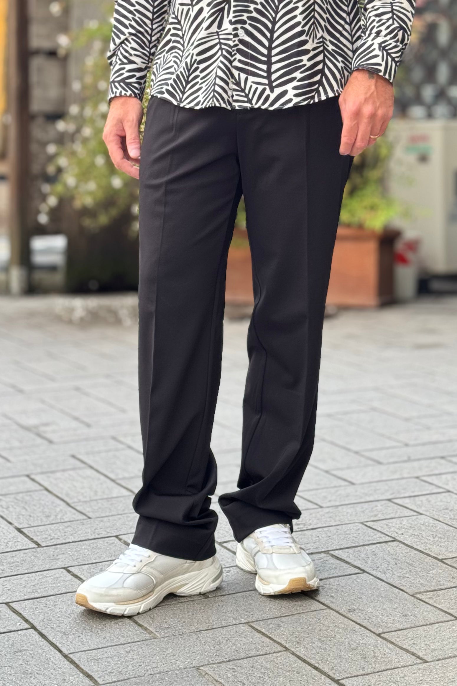 DANIELE ALESSANDRINI P106 PANTALONE LARGO IN PUNTO MILANO DISPONIBILE IN 2 COLORI