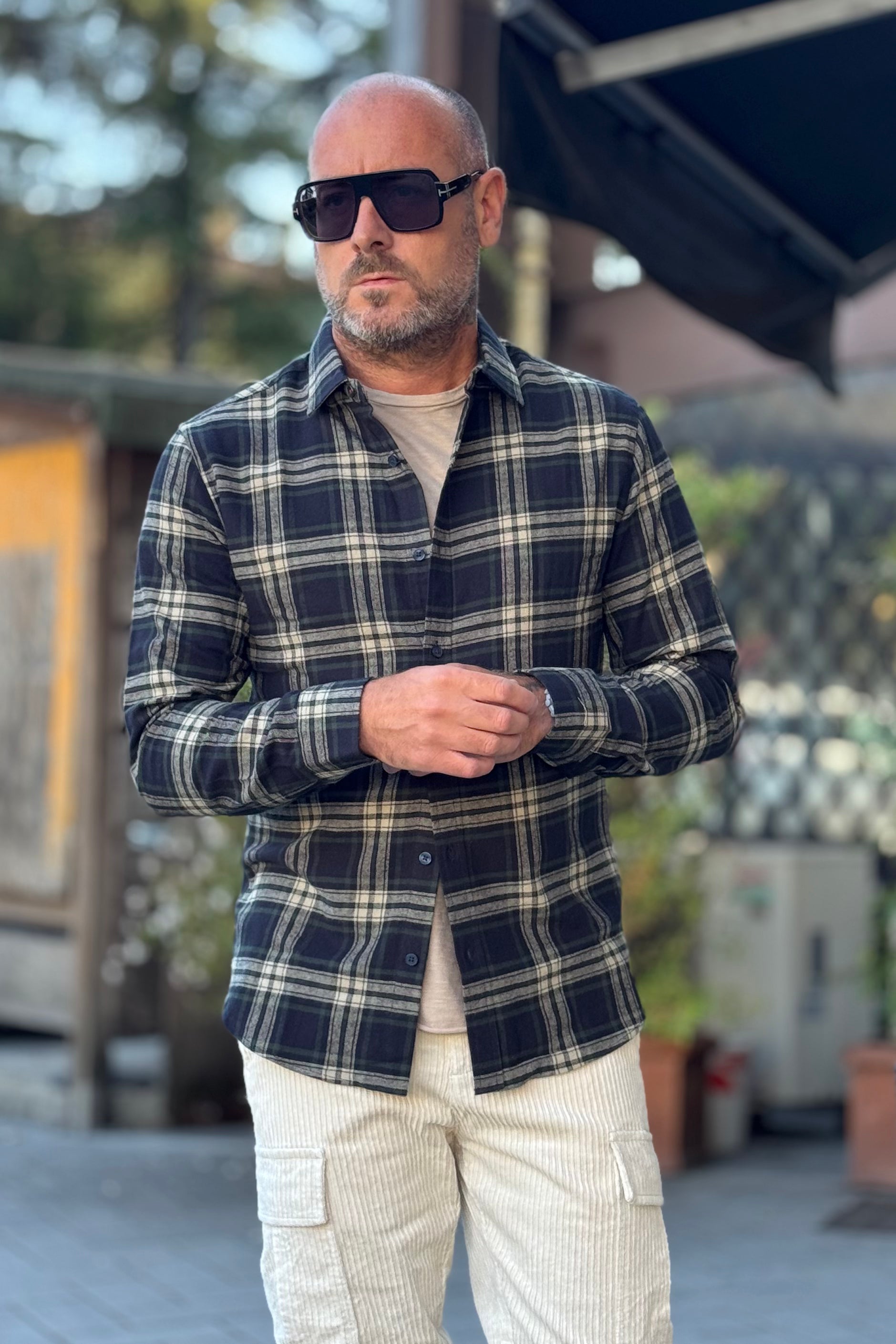 TELAMIRA BTC03 CAMICIA IN FLANELLA A QUADRI COLORE VERDE