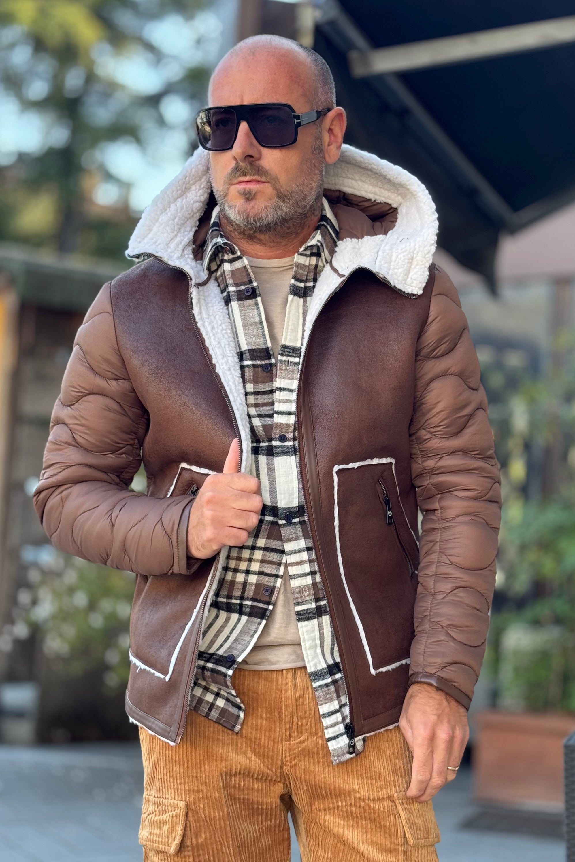 TELAMIRA GT048 GIUBBINO MIX ECO MONTONE E PIUMINO CON CAPPUCCIO