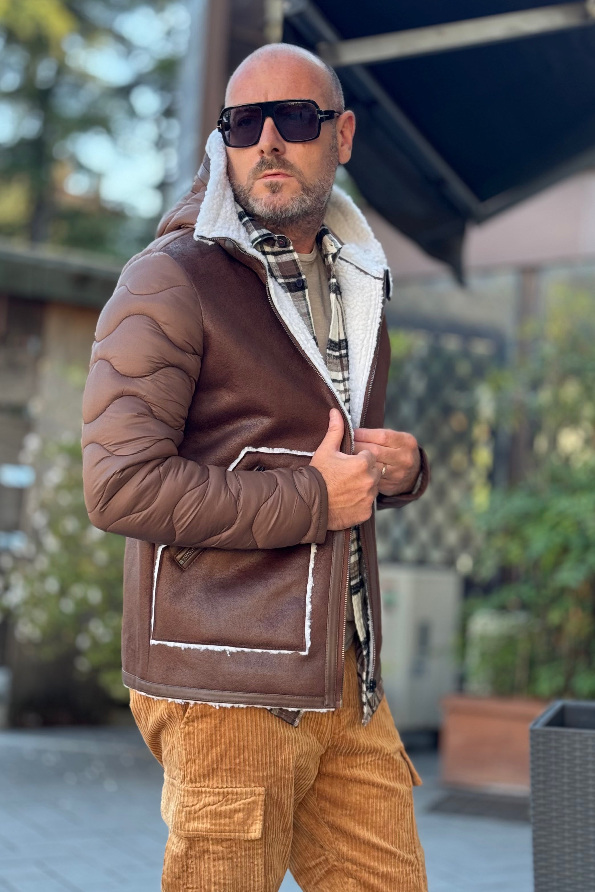 TELAMIRA GT048 GIUBBINO MIX ECO MONTONE E PIUMINO CON CAPPUCCIO