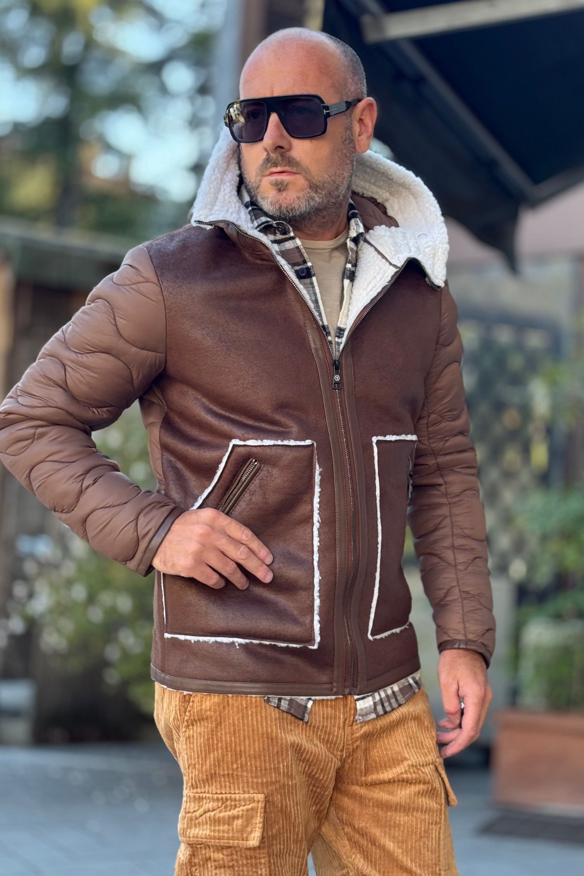 TELAMIRA GT048 GIUBBINO MIX ECO MONTONE E PIUMINO CON CAPPUCCIO