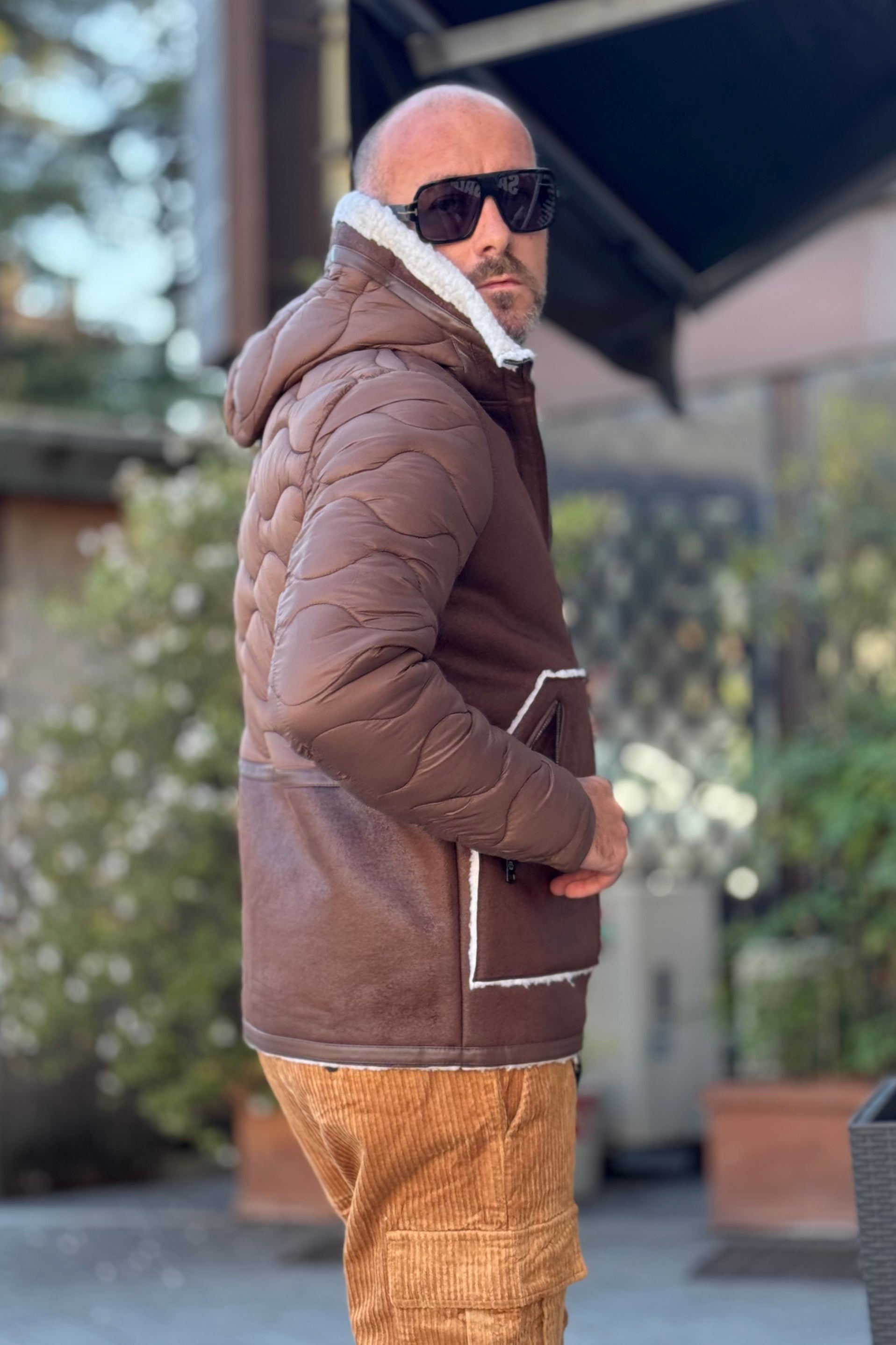 TELAMIRA GT048 GIUBBINO MIX ECO MONTONE E PIUMINO CON CAPPUCCIO