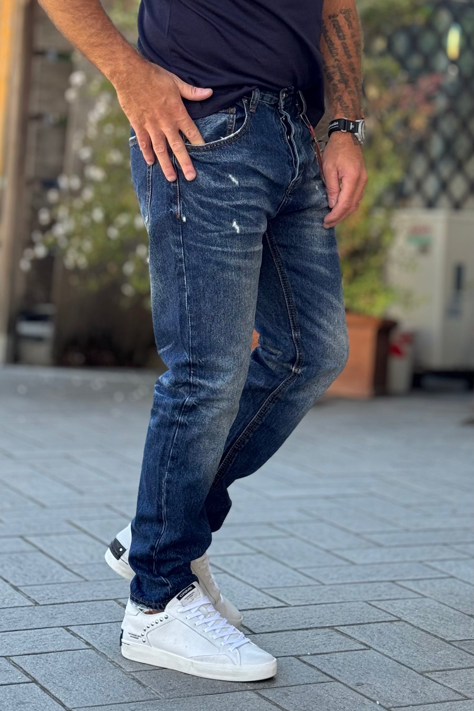 TELAMIRA GTP042 JEANS CARROT BLUE MEDIO/SCURO CATENA IN OMAGGIO