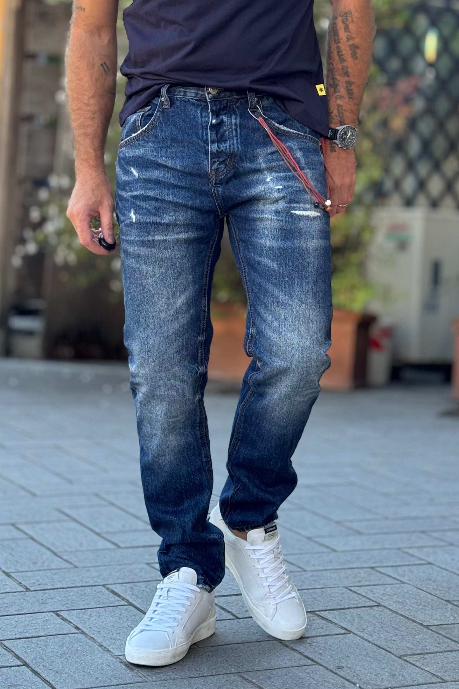 TELAMIRA GTP042 JEANS CARROT BLUE MEDIO/SCURO CATENA IN OMAGGIO