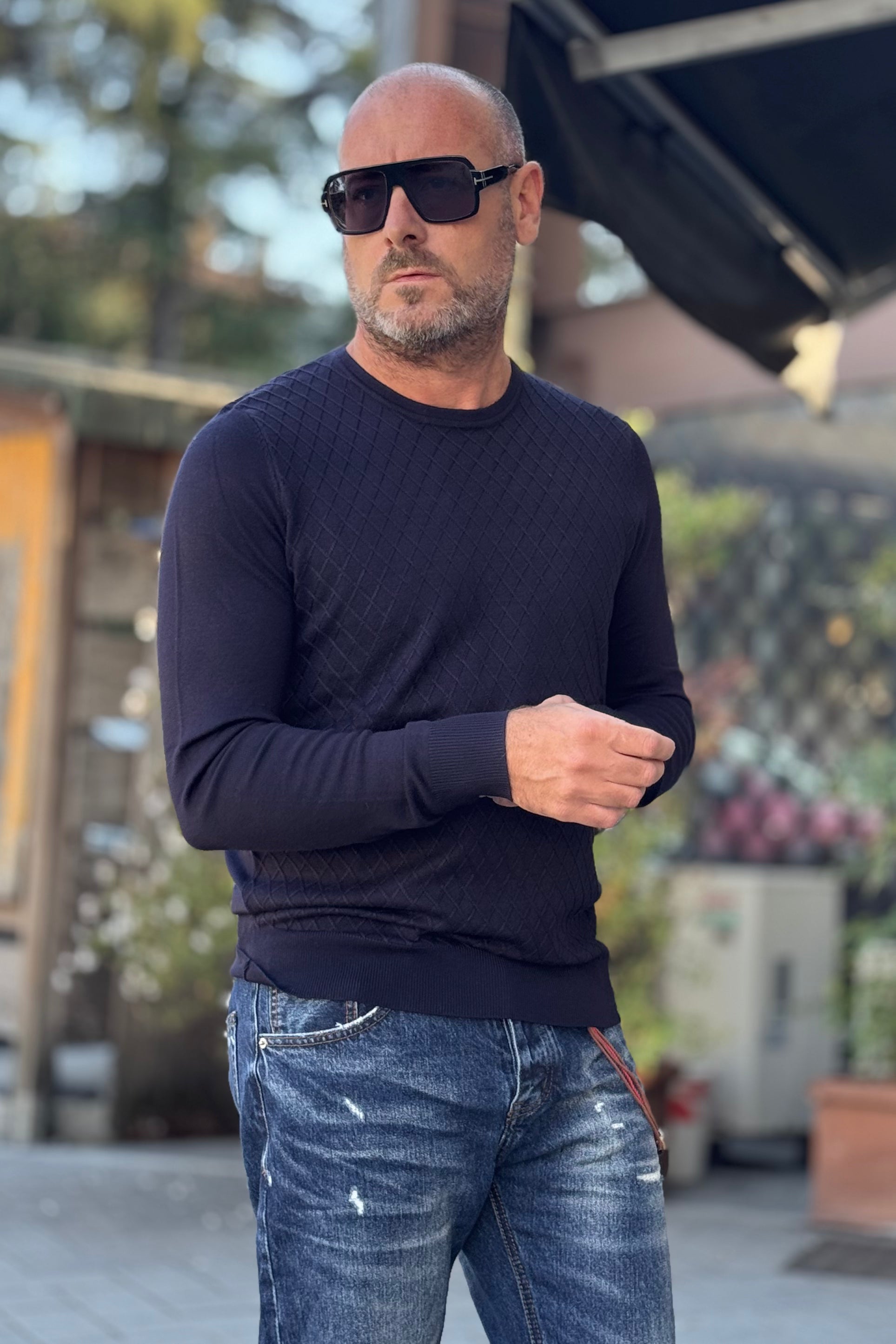 TELAMIRA MAGLIA GIROCOLLO MOTIVO ROMBO DISPONIBILE IN 2 COLORI