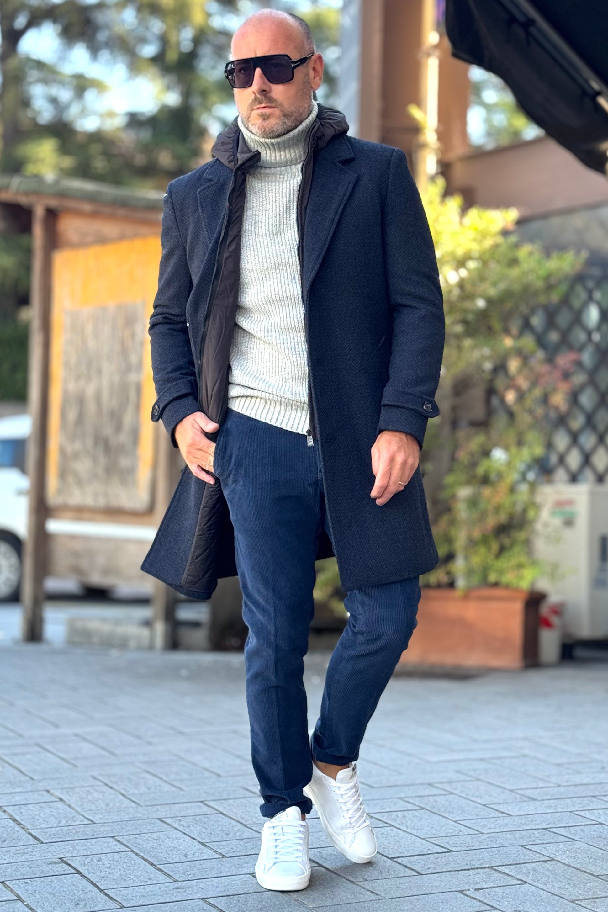 TELAMIRA CAPPOTTO IN PANNO CON PIUMINO STACCABILE COLORE BLU